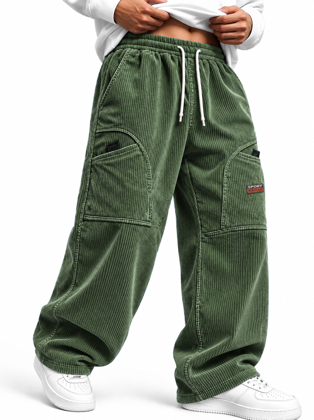 Men's Vintage-Style Drawstring Trousers with Pockets