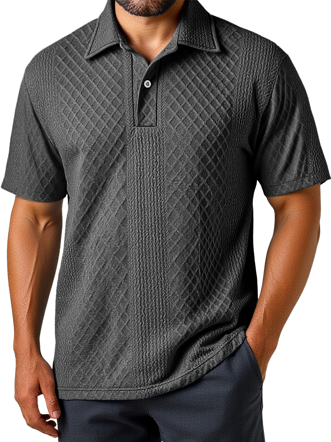 Men's Daily Simple Texture Lapel Casual Short-sleeved Polo Shirt