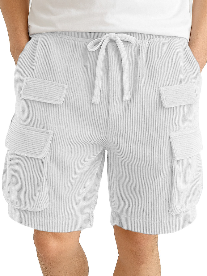 Men's Fashion Retro Outdoor Workwear Pocket Elastic Waist Drawstring Shorts
