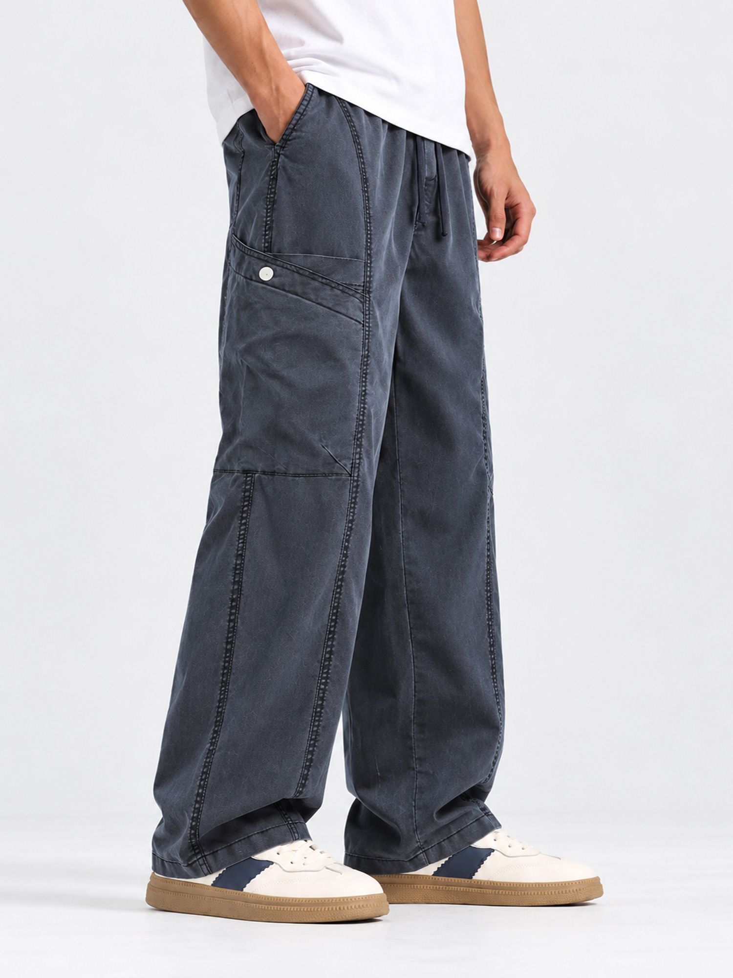 Men's Casual American-Style Lyocell Multi-Pocket Cargo Pants