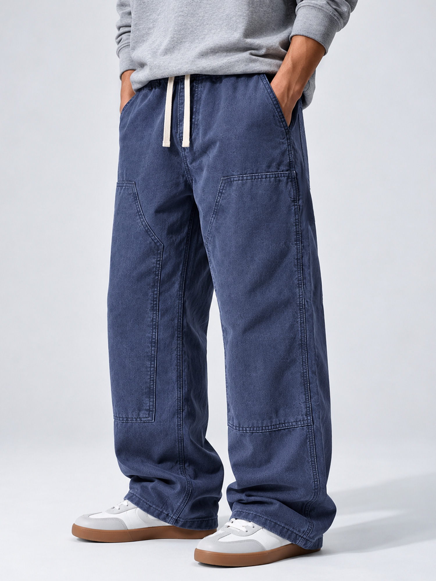 Men's Vintage-Style American-Inspired Embroidered Logo Casual Cargo Pants