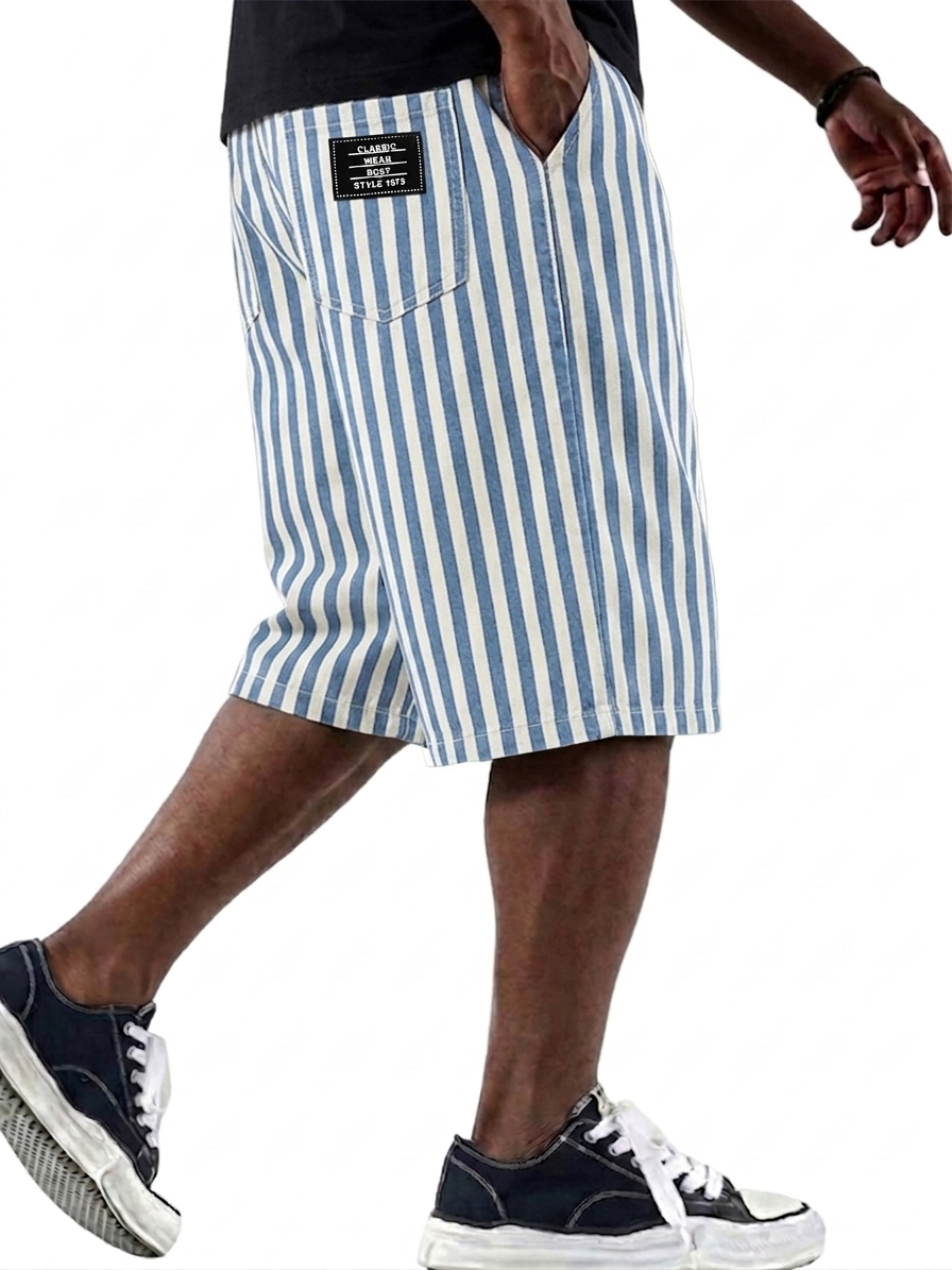 Fashionable and Versatile Striped Basic Shorts