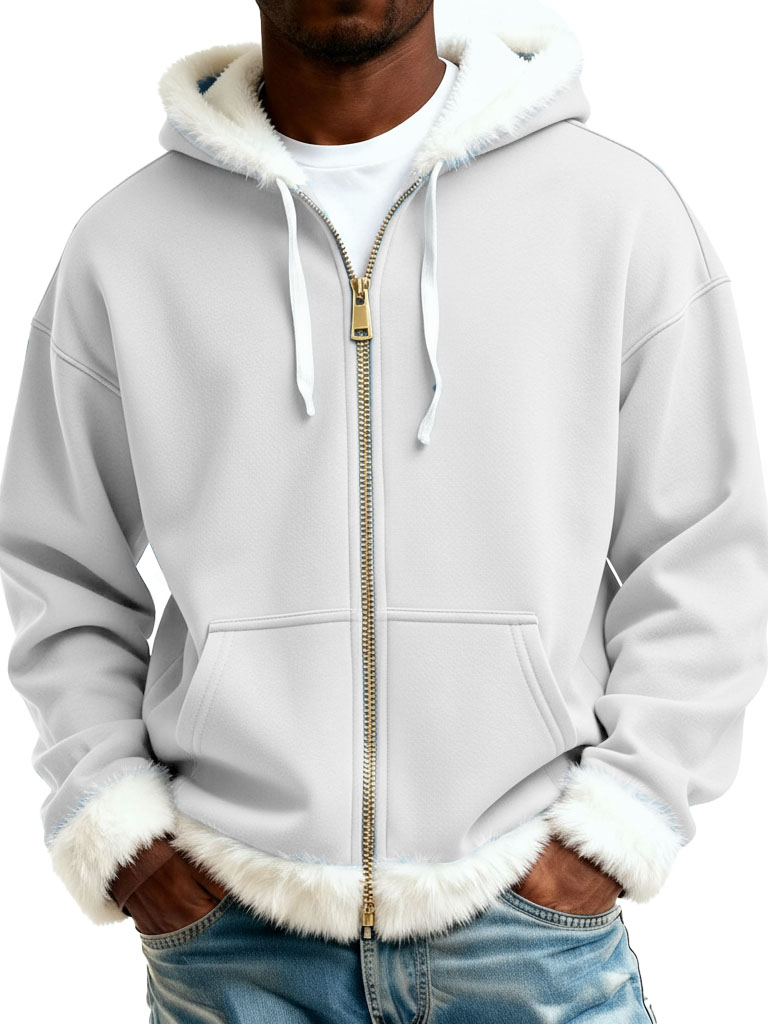 Christmas Fashionable Casual Plush Zipper Long-Sleeve Hooded Jacket