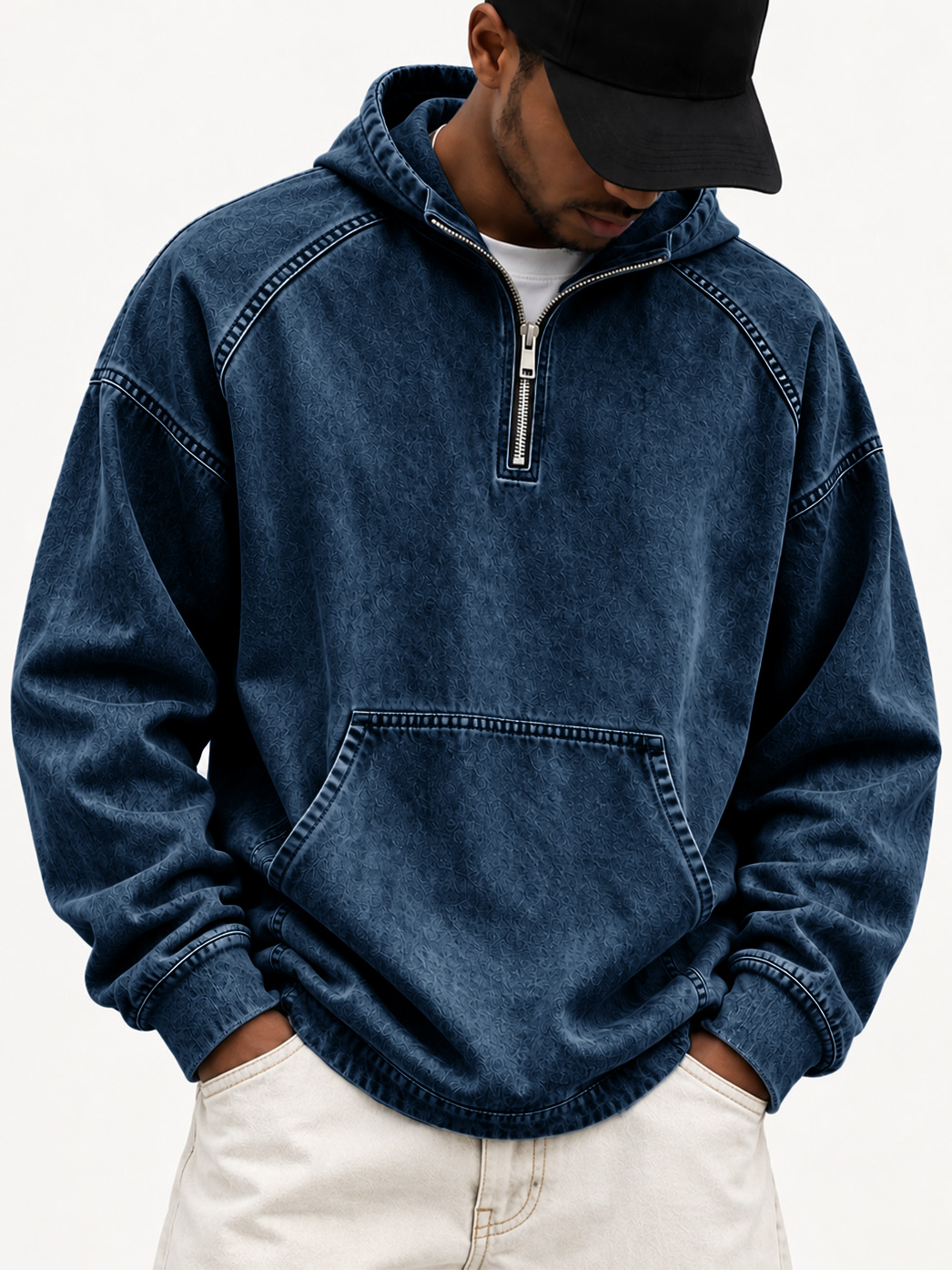 Men's Distressed Long-Sleeve Hoodie