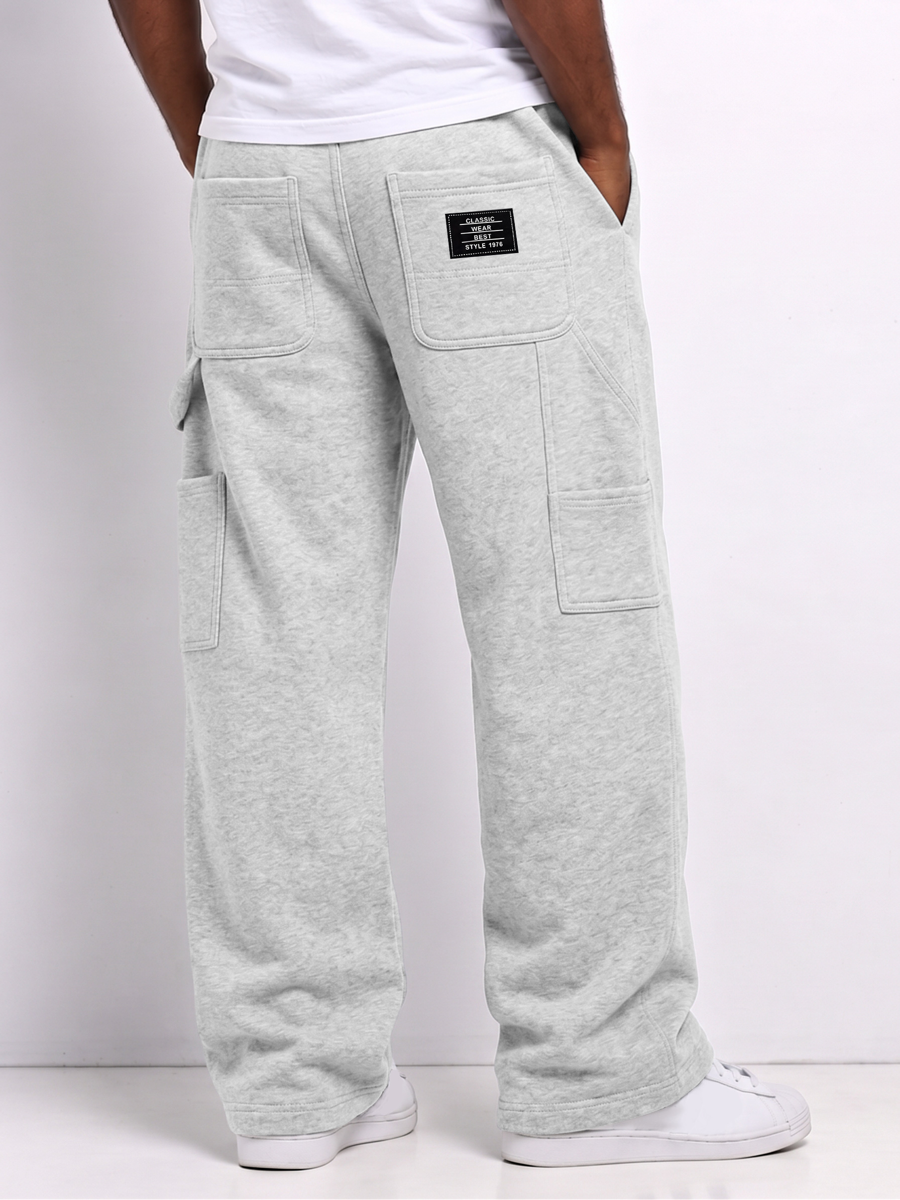 Men's Multi-Pocket Embroidered Logo Casual Cargo Sweatpants