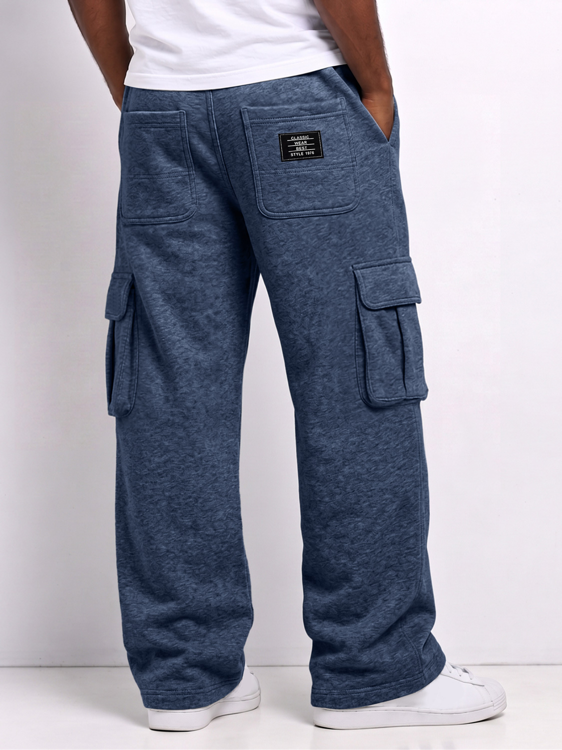 Men's Comfortable Multi-Pocket Casual Cargo Pants with Embroidered Logo