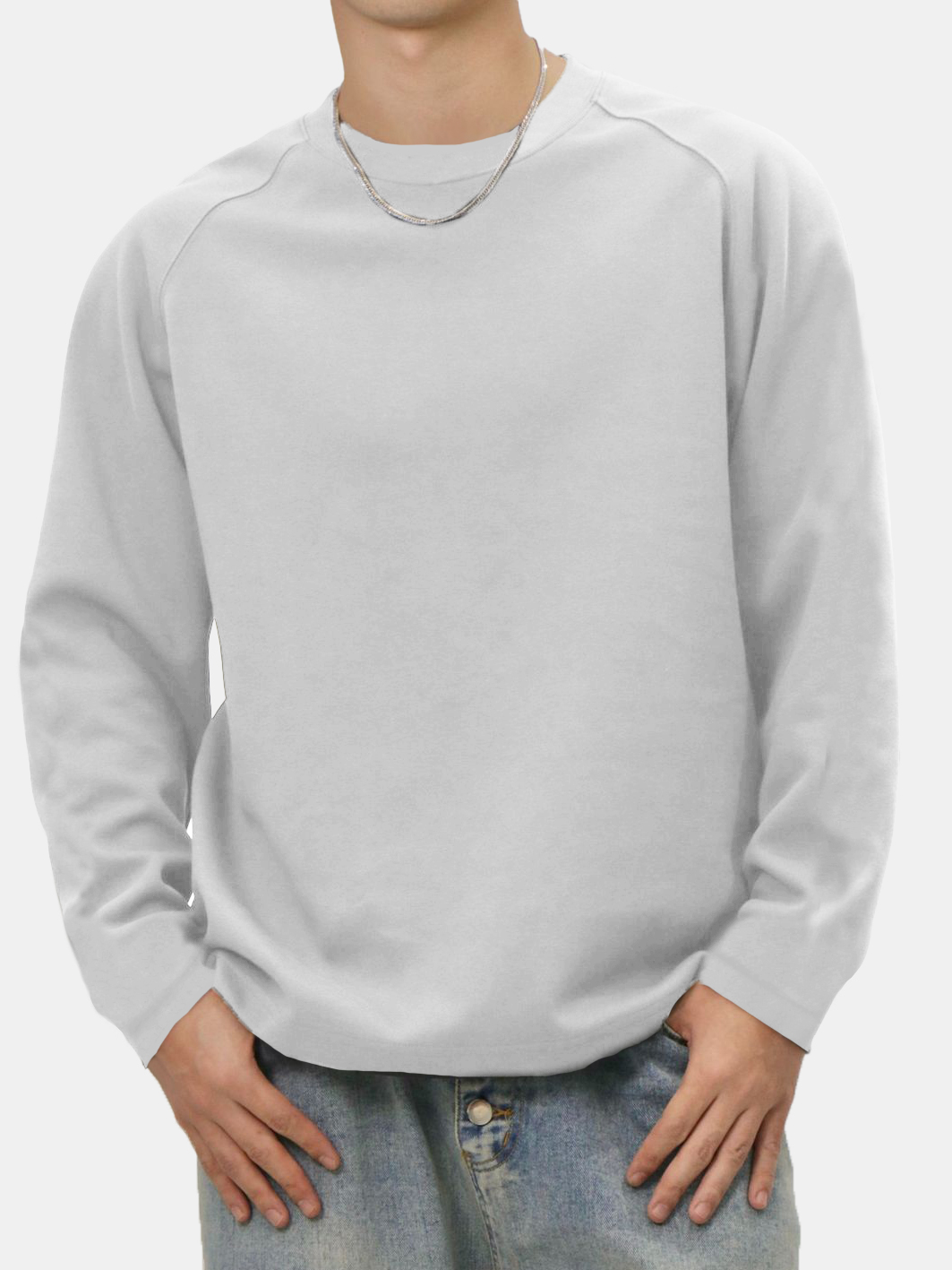 Men's Solid Color Simple Raglan Long Sleeve T-shirt