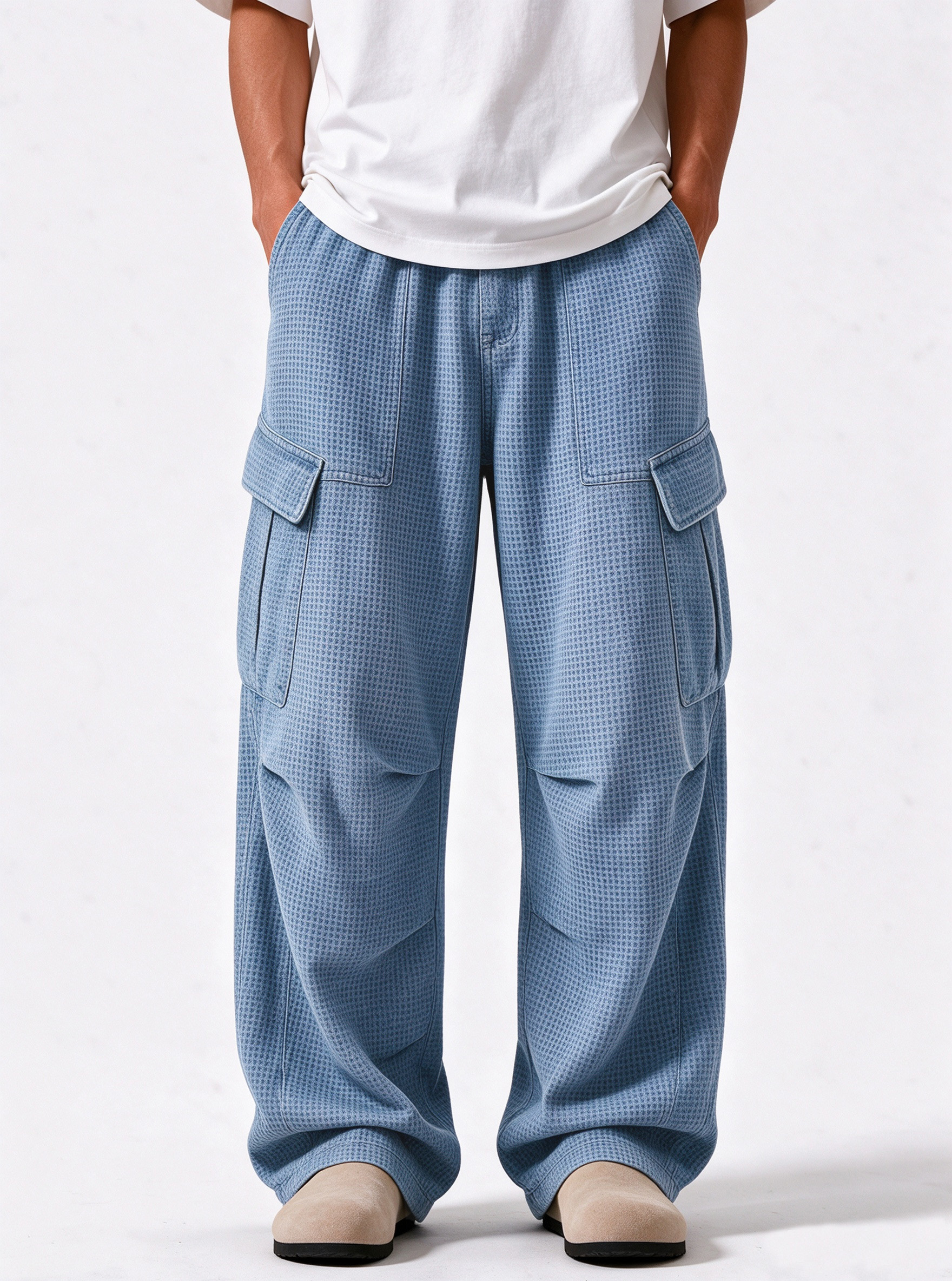 Men's Relaxed Waffle Textured Cargo Pants