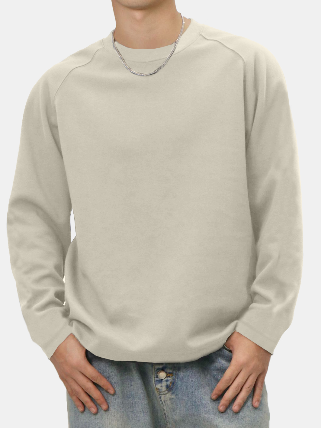 Men's Solid Color Simple Raglan Long Sleeve T-shirt