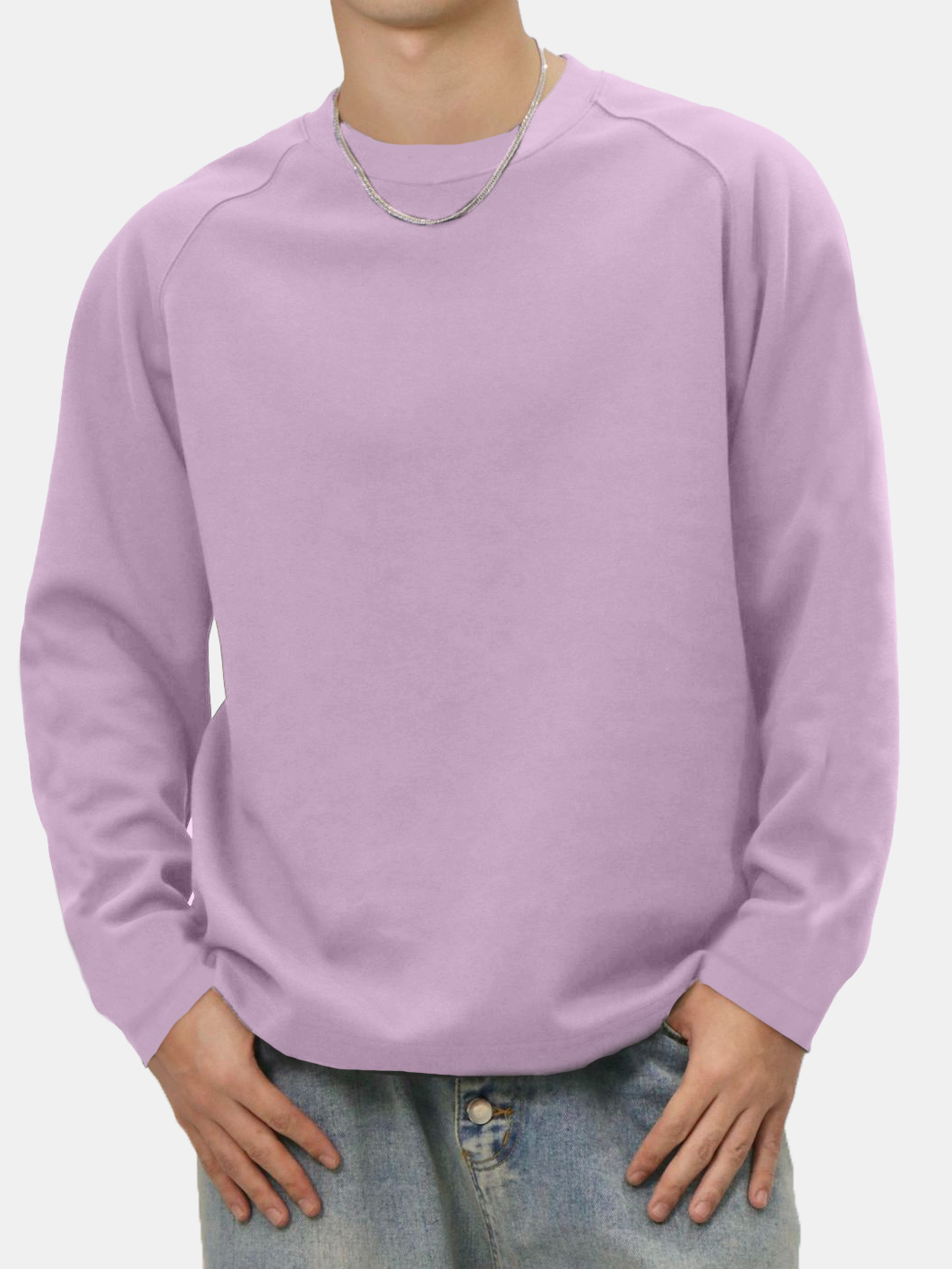 Men's Solid Color Simple Raglan Long Sleeve T-shirt