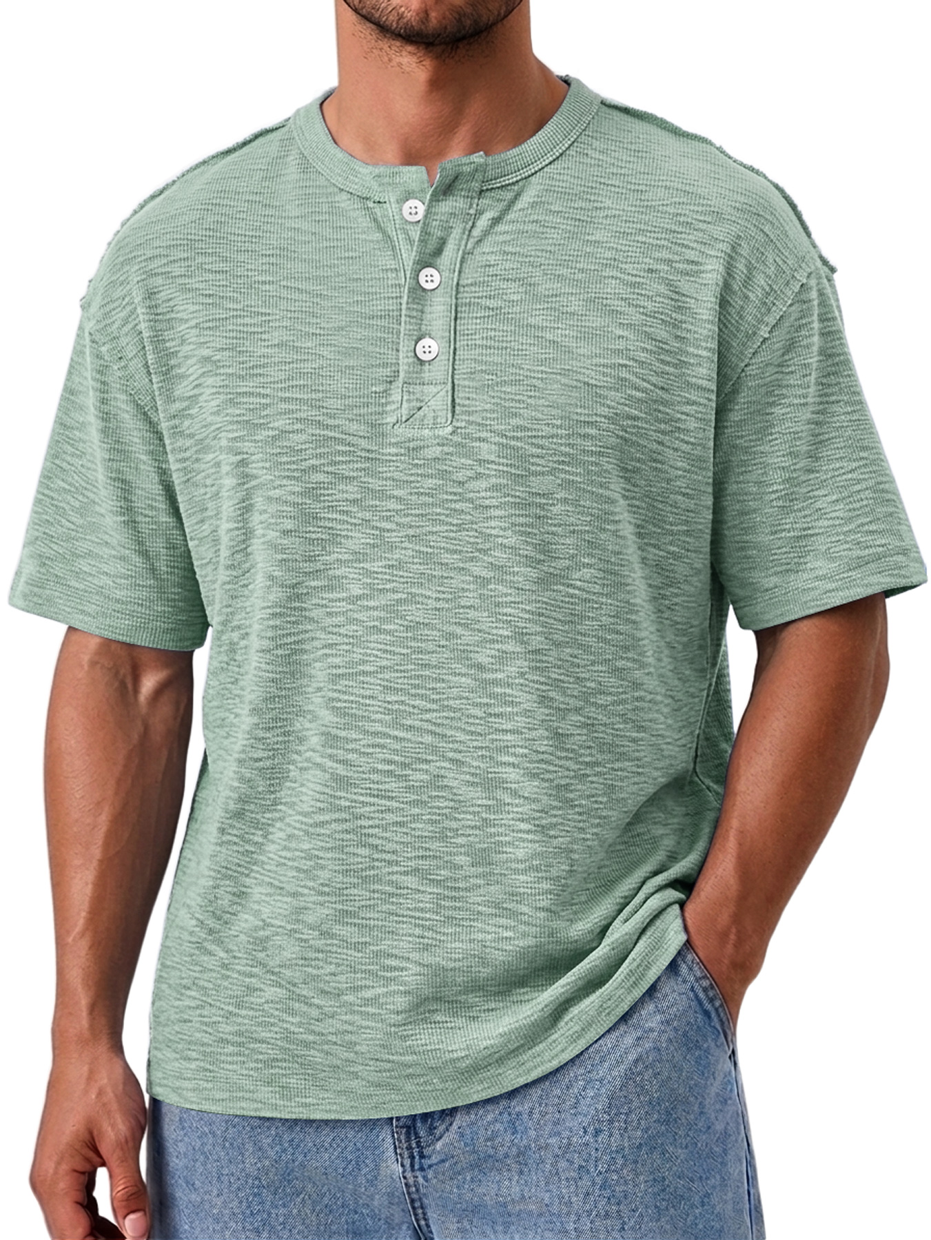Men's Comfortable Casual Short-Sleeve Henley Shirt