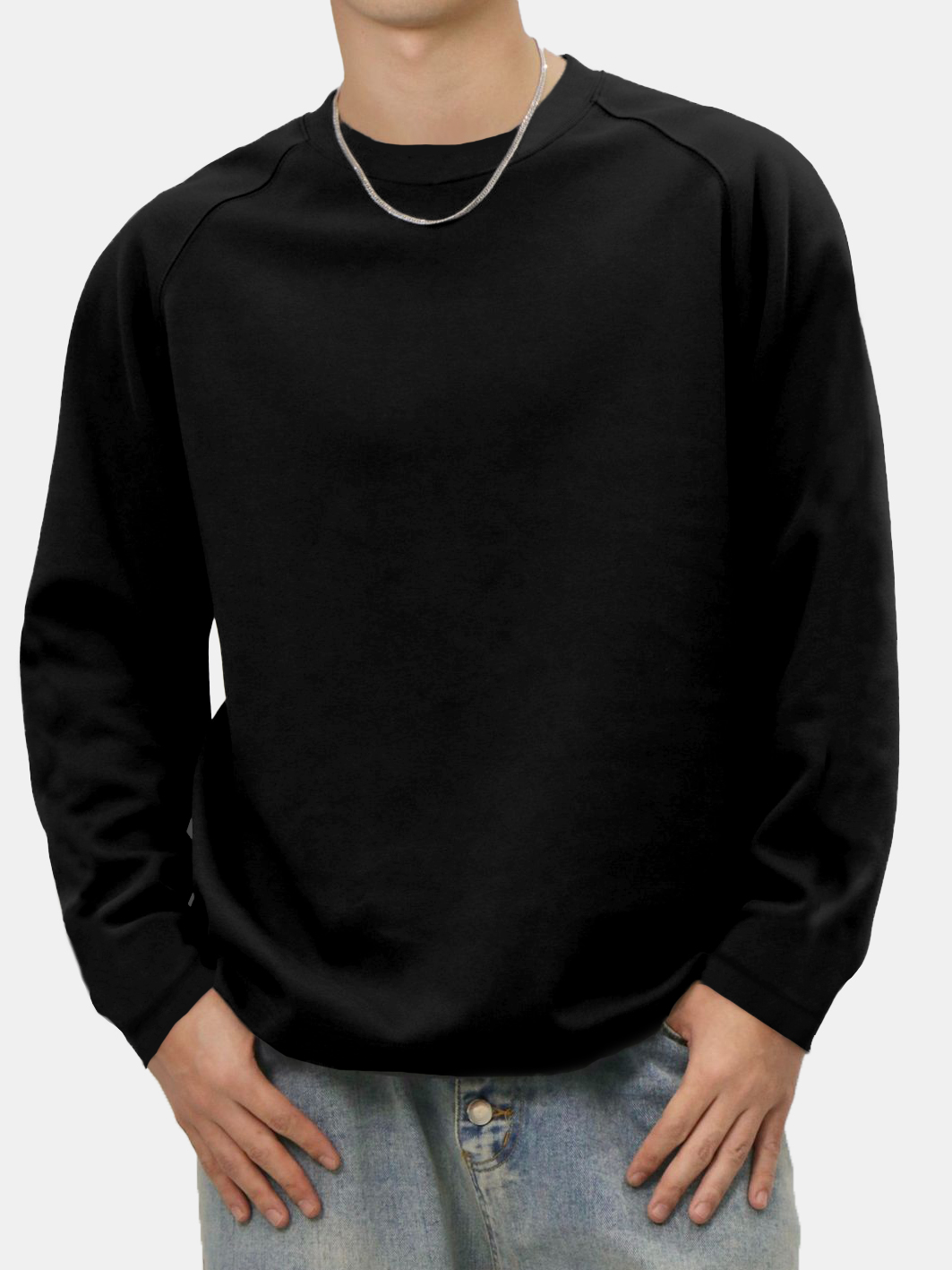 Men's Solid Color Simple Raglan Long Sleeve T-shirt