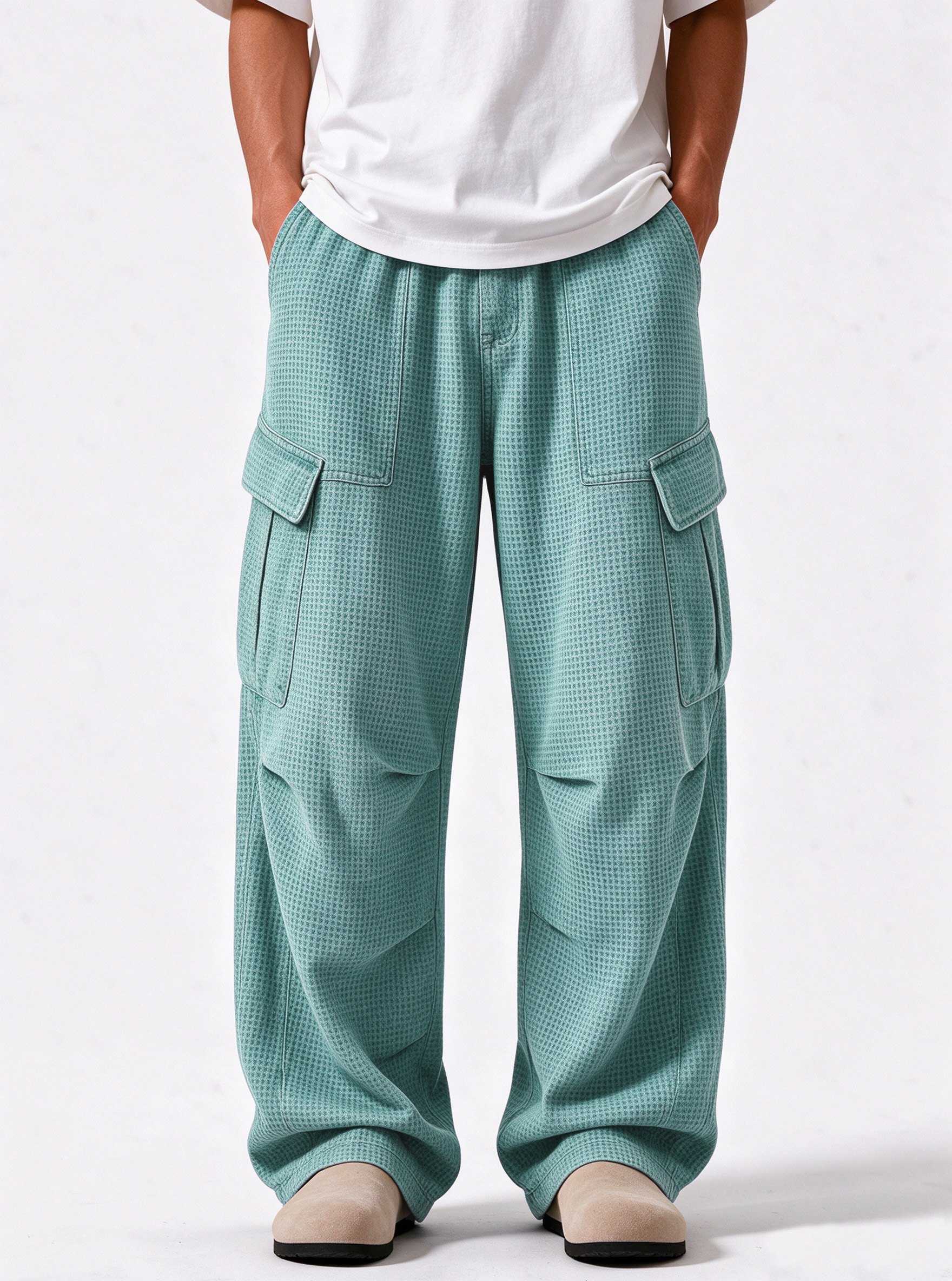Men's Relaxed Waffle Textured Cargo Pants