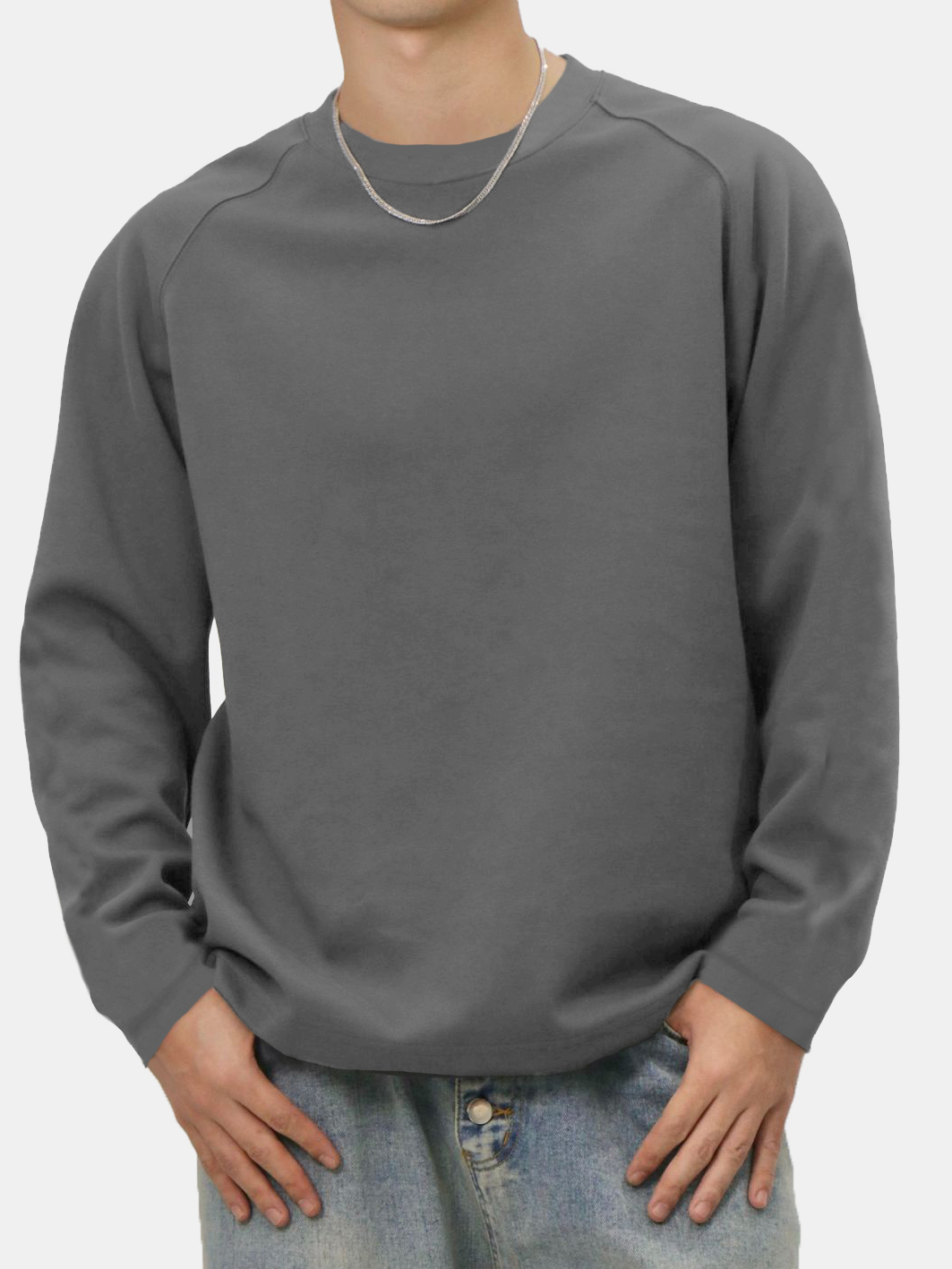 Men's Solid Color Simple Raglan Long Sleeve T-shirt