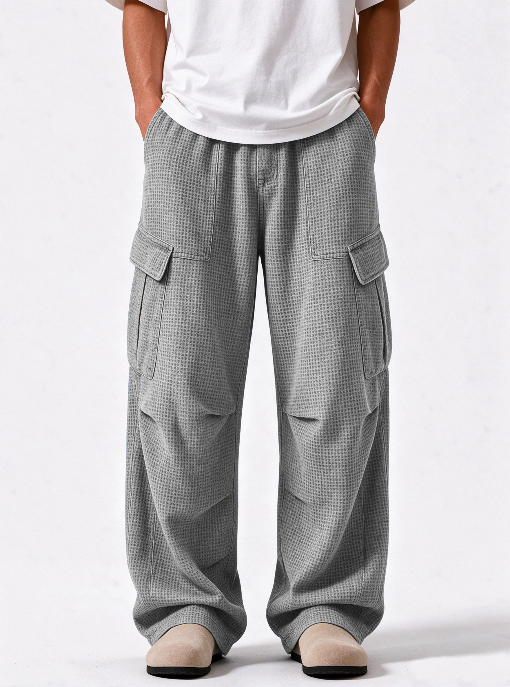 Men's Relaxed Waffle Textured Cargo Pants
