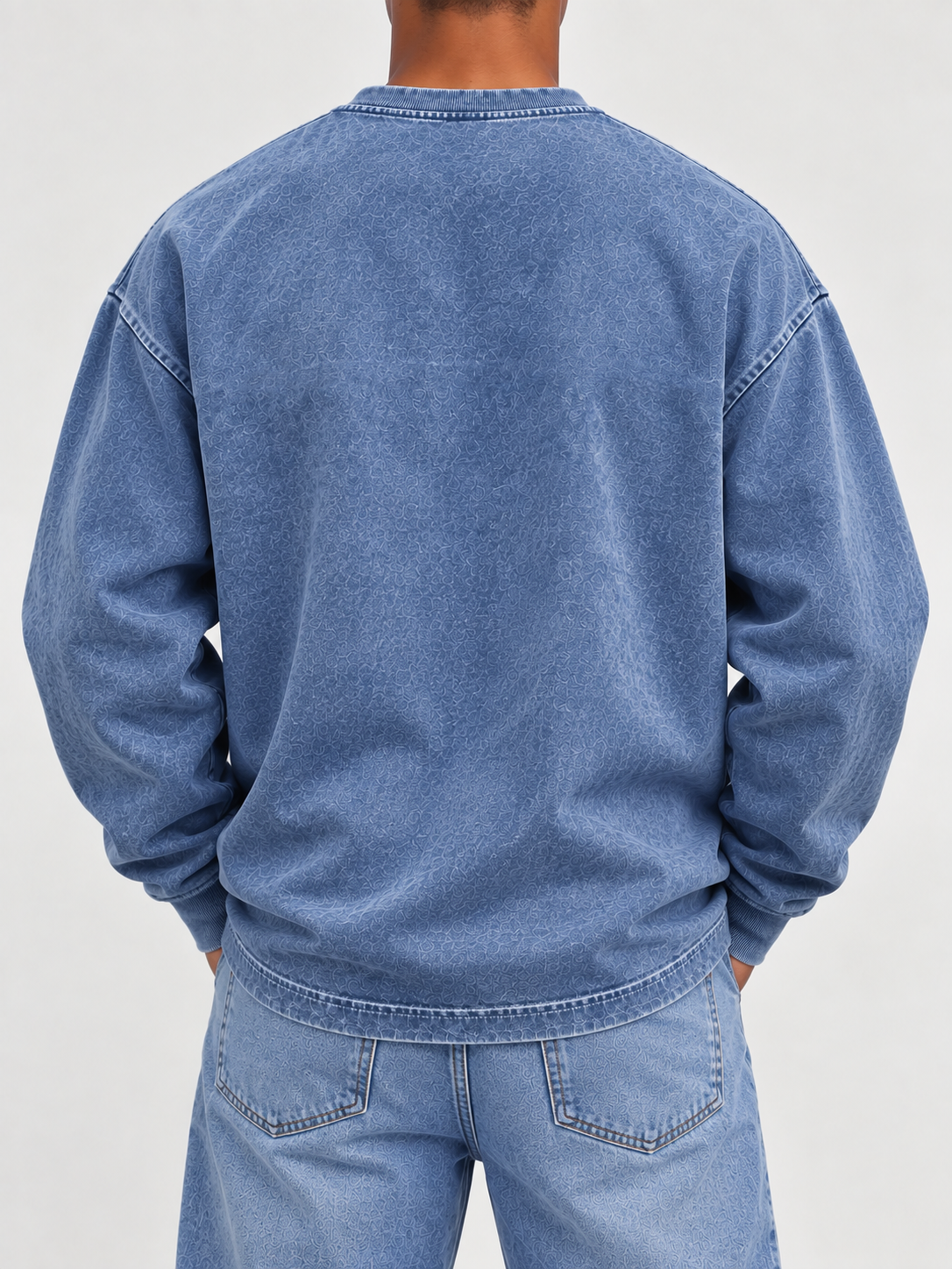 Men's Casual Long-Sleeve Crew-Neck Color-Block T-Shirt