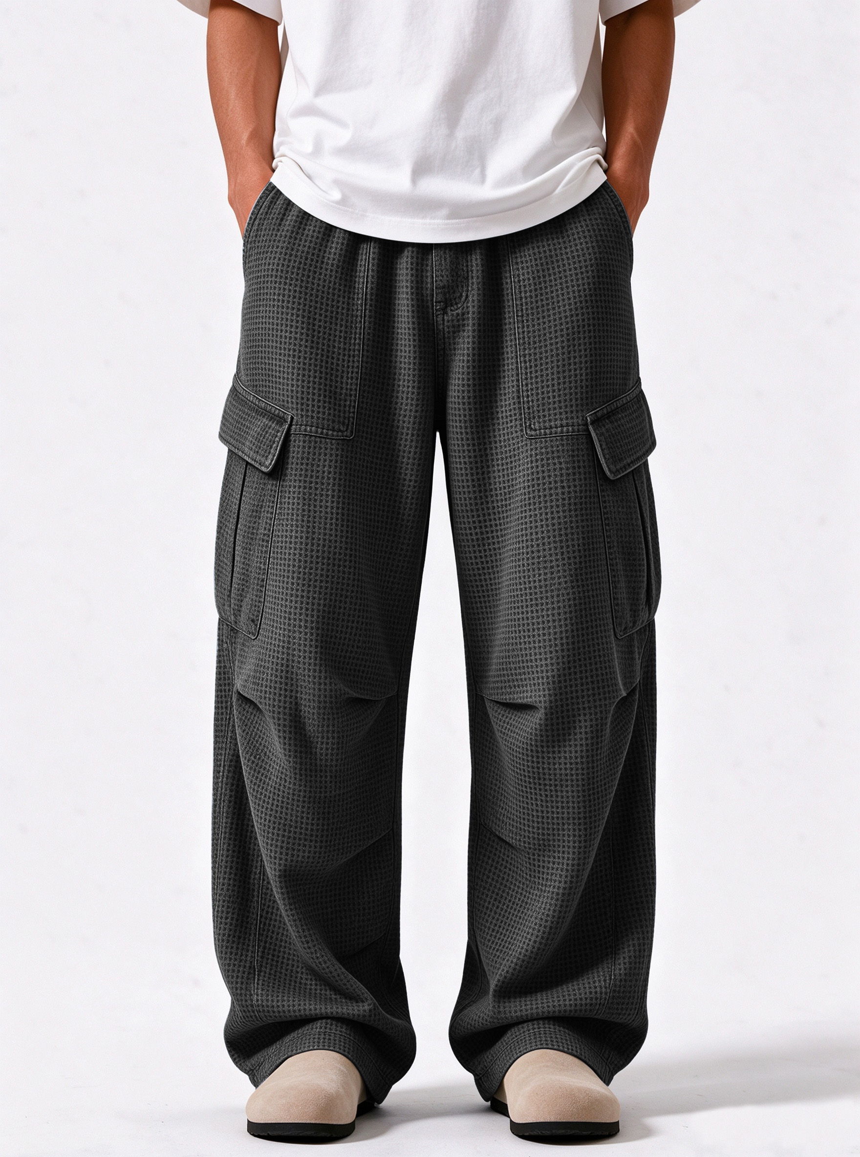 Men's Relaxed Waffle Textured Cargo Pants