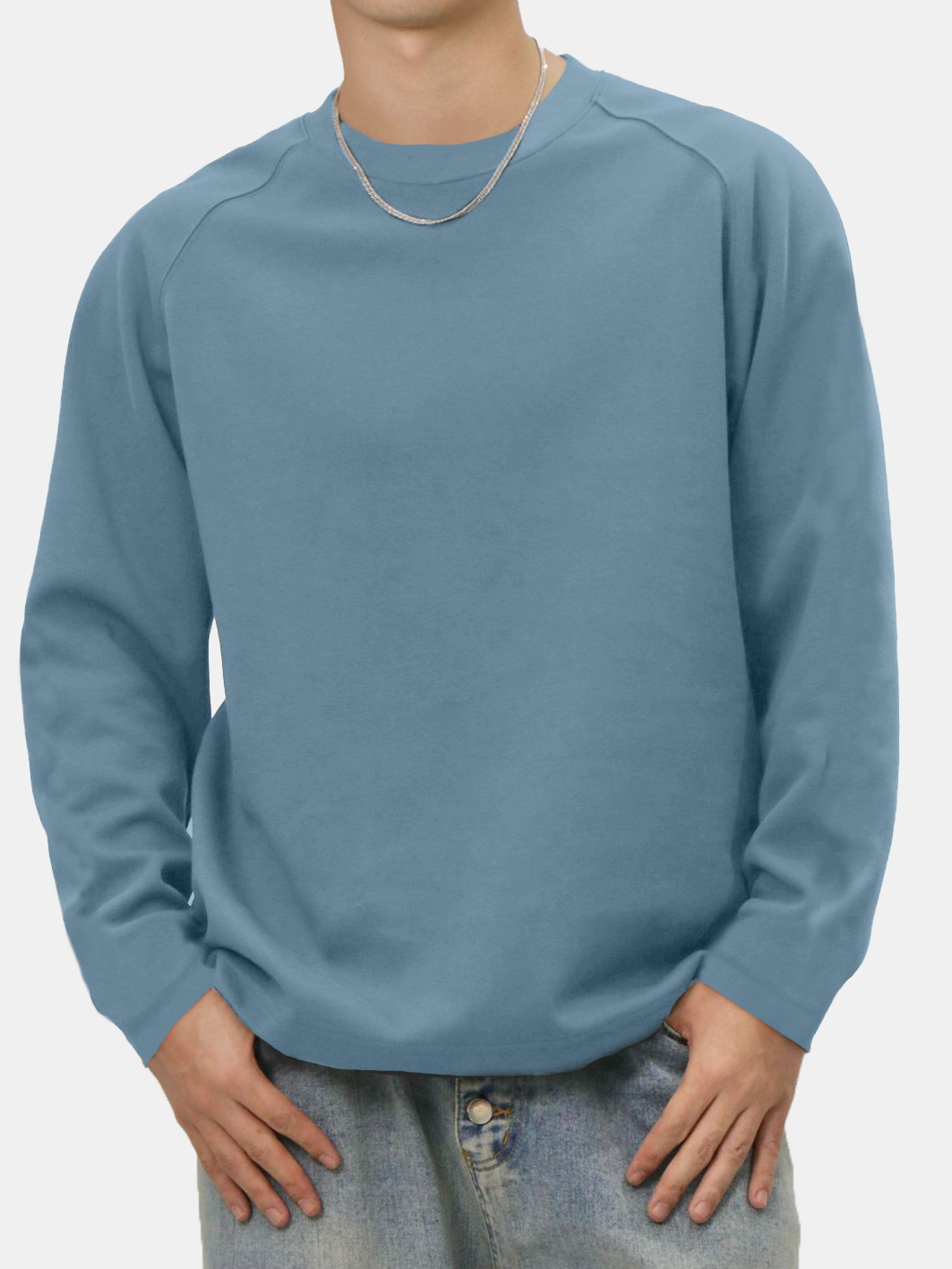 Men's Solid Color Simple Raglan Long Sleeve T-shirt