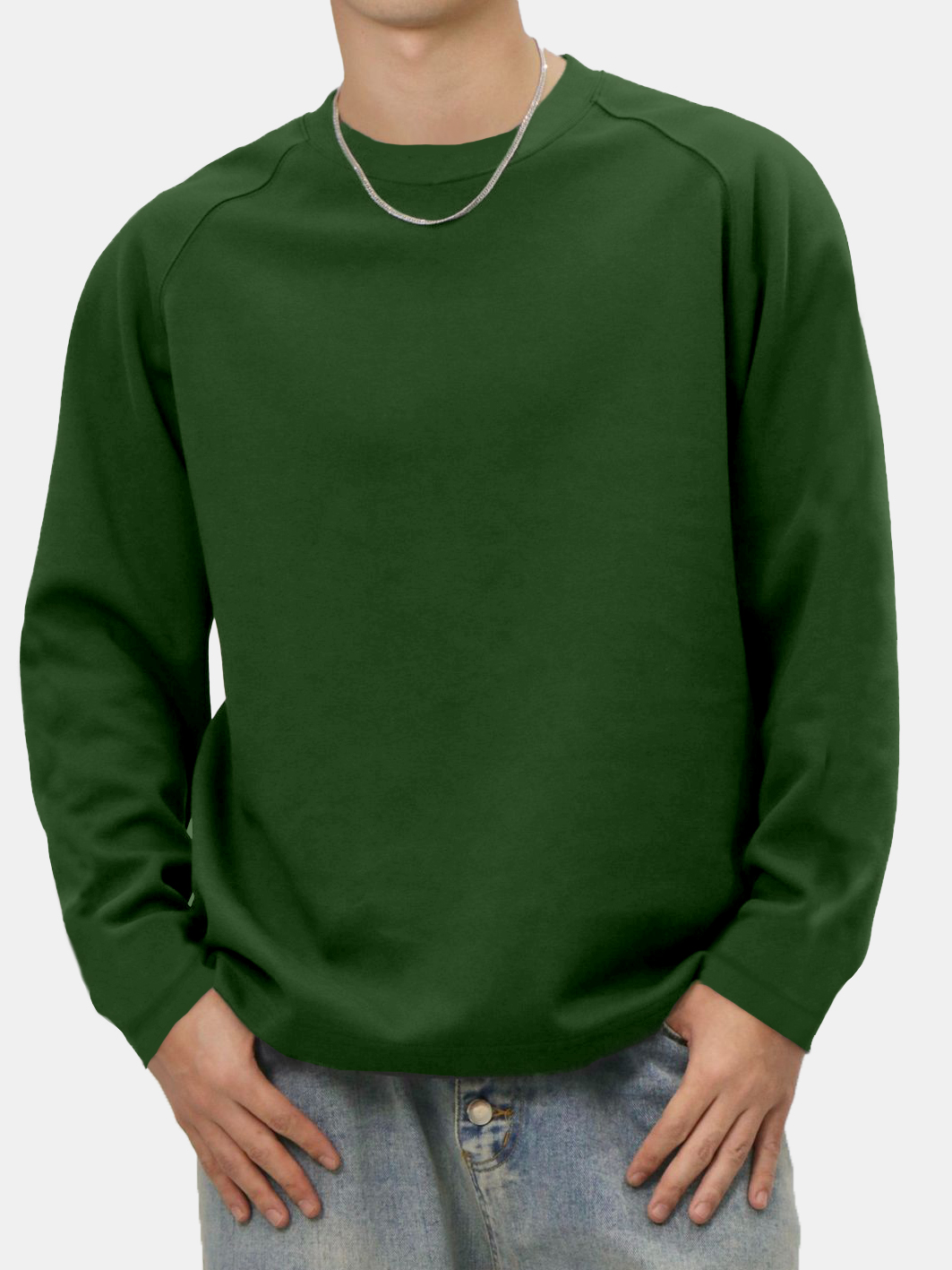 Men's Solid Color Simple Raglan Long Sleeve T-shirt