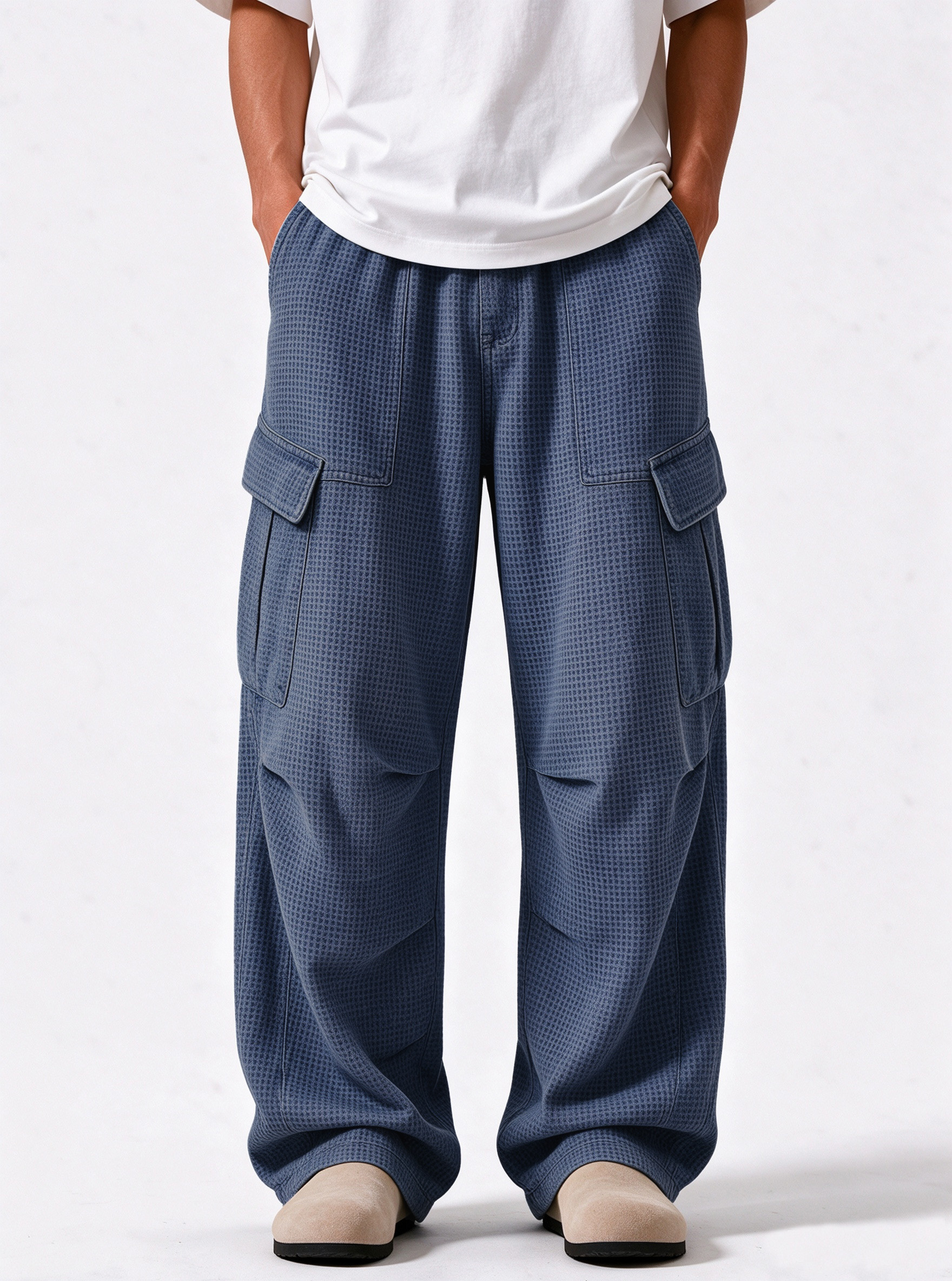 Men's Relaxed Waffle Textured Cargo Pants