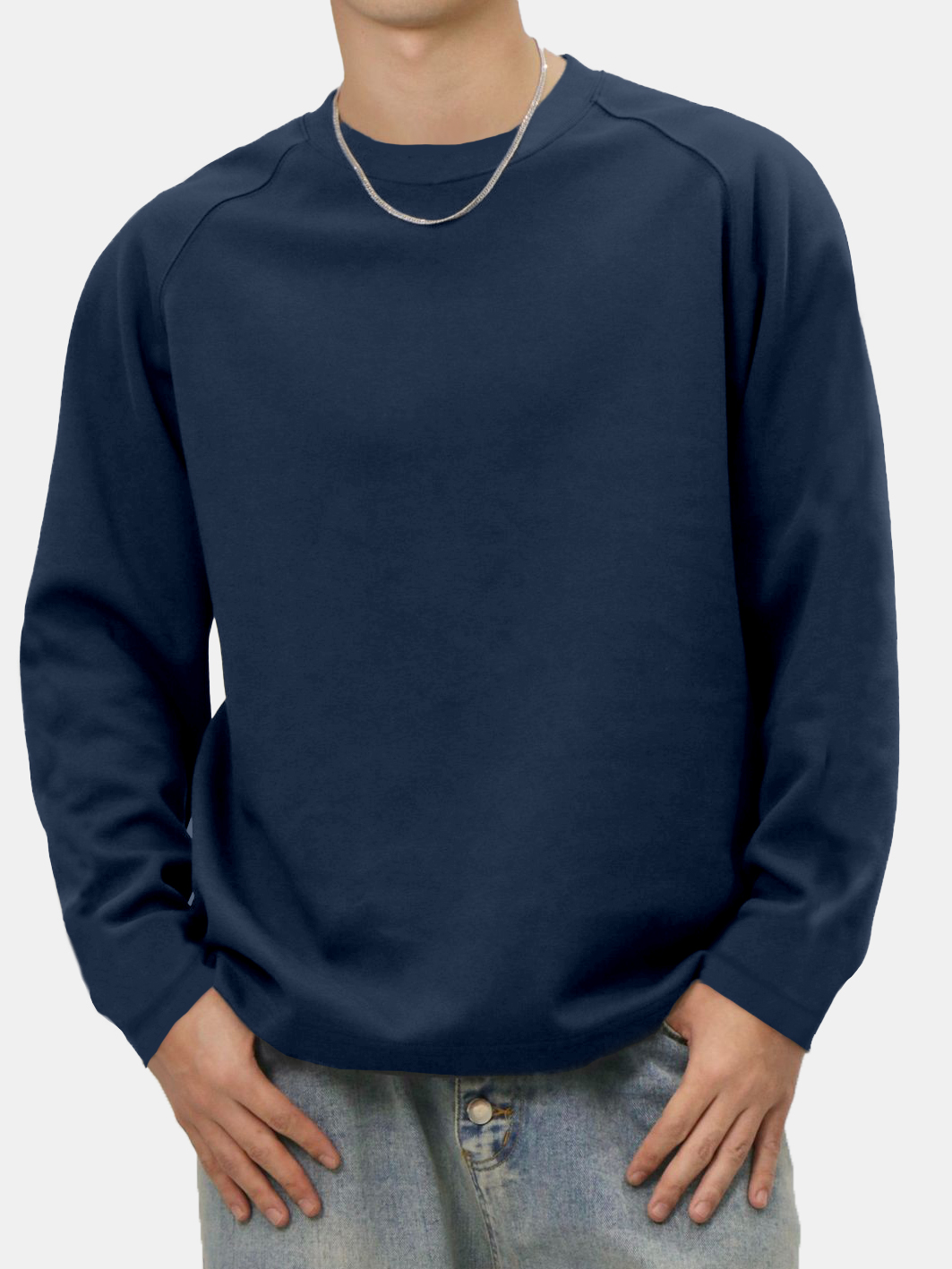 Men's Solid Color Simple Raglan Long Sleeve T-shirt