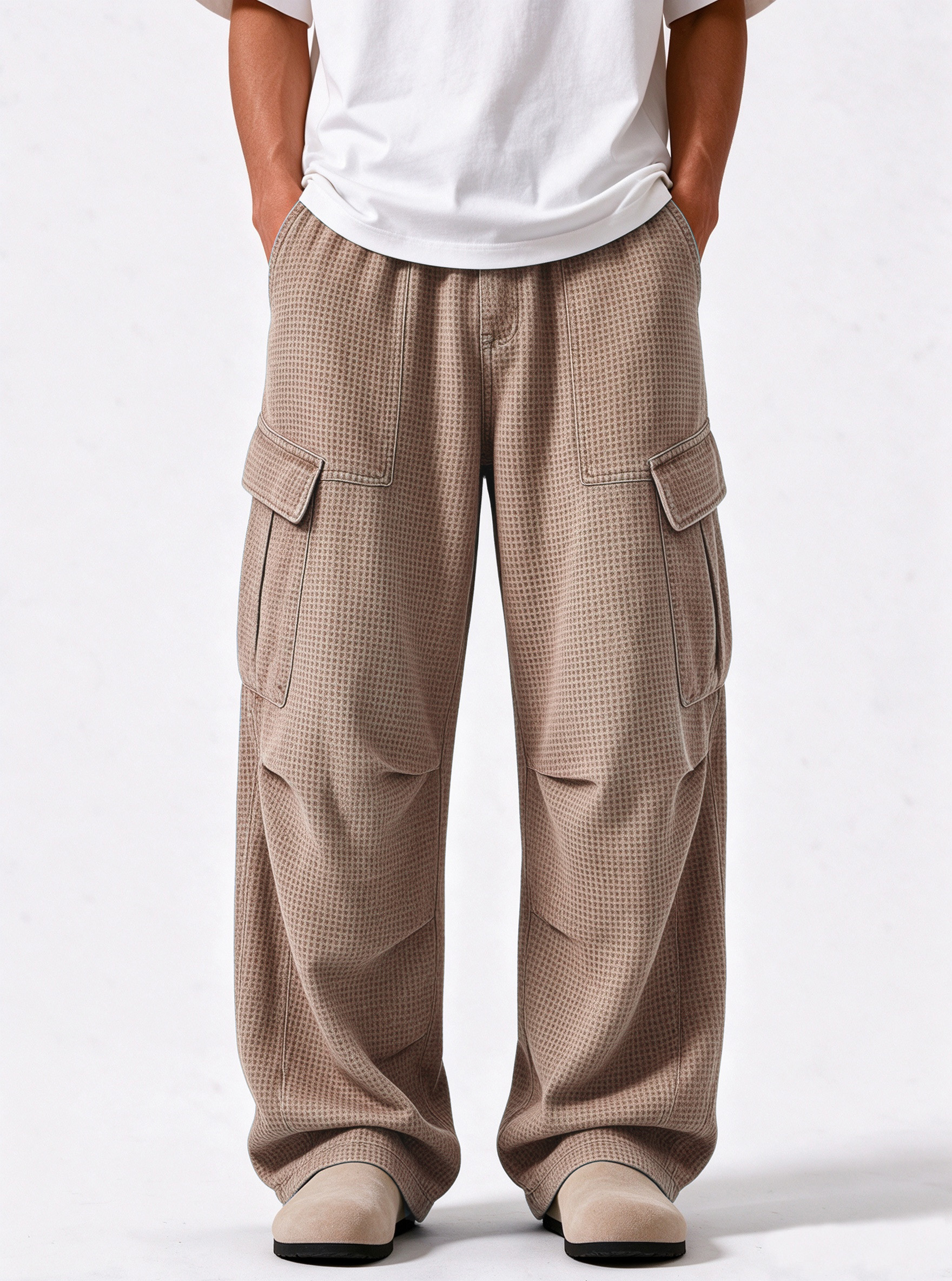 Men's Relaxed Waffle Textured Cargo Pants