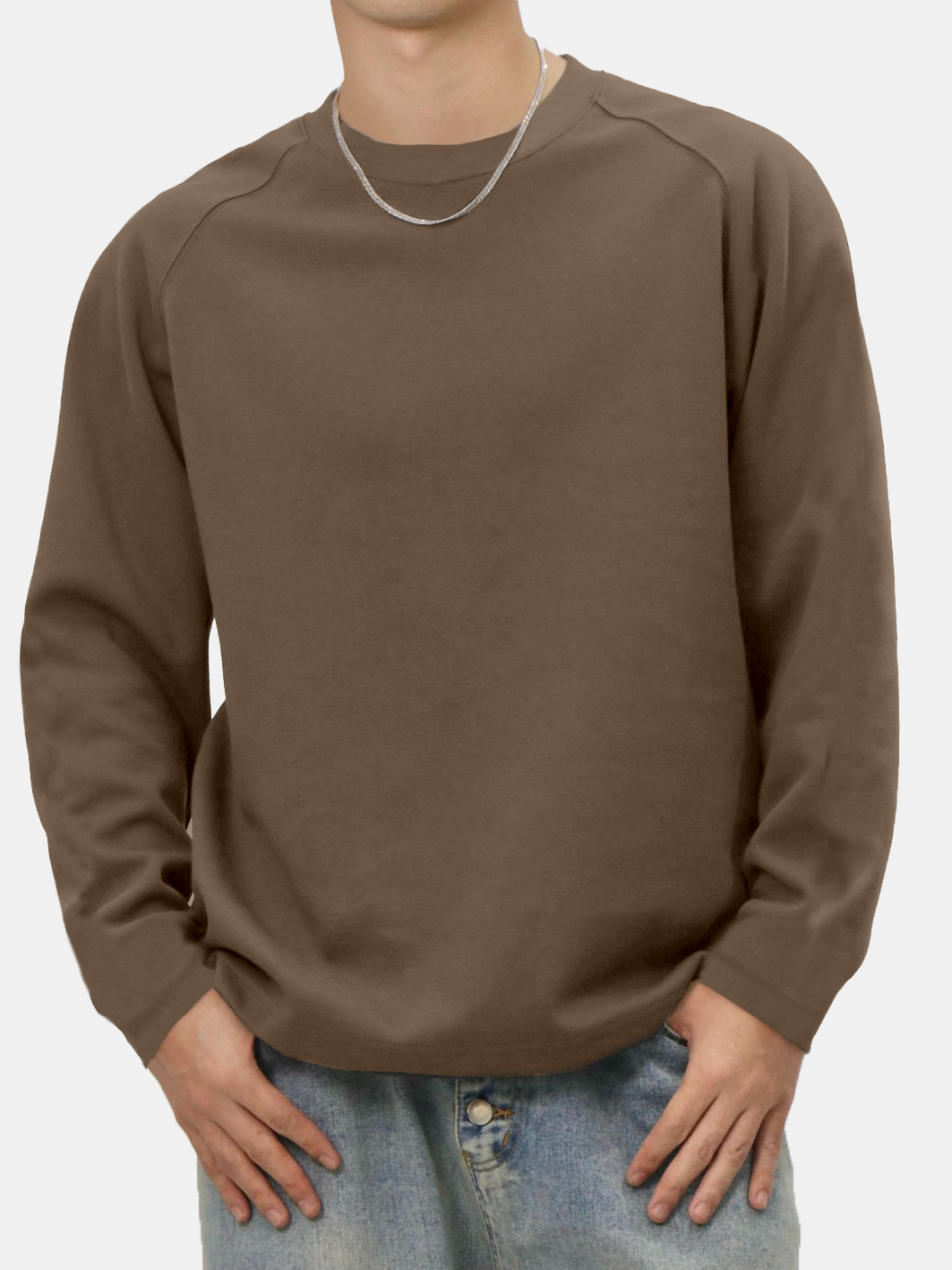 Men's Solid Color Simple Raglan Long Sleeve T-shirt