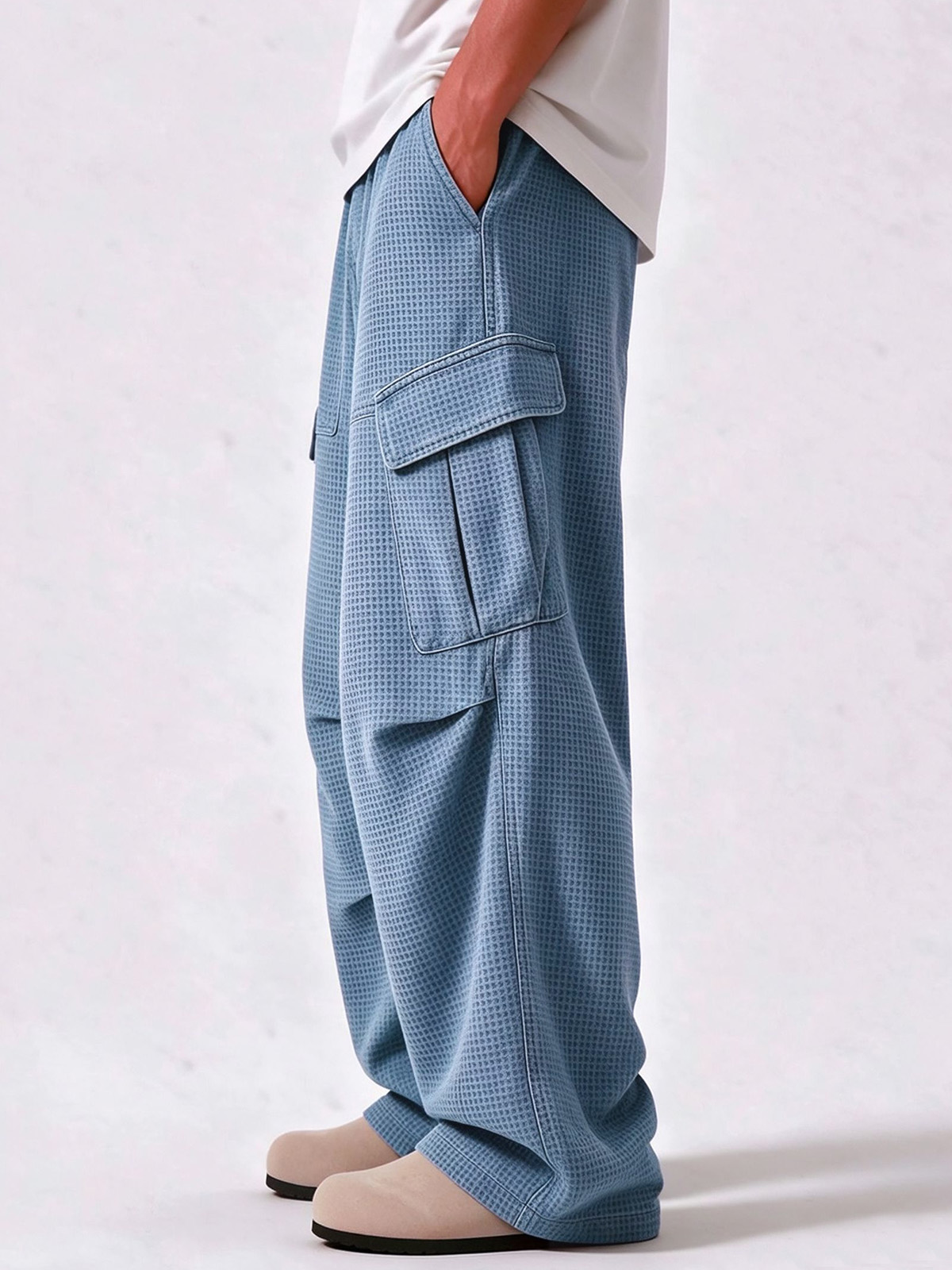 Men's Relaxed Waffle Textured Cargo Pants