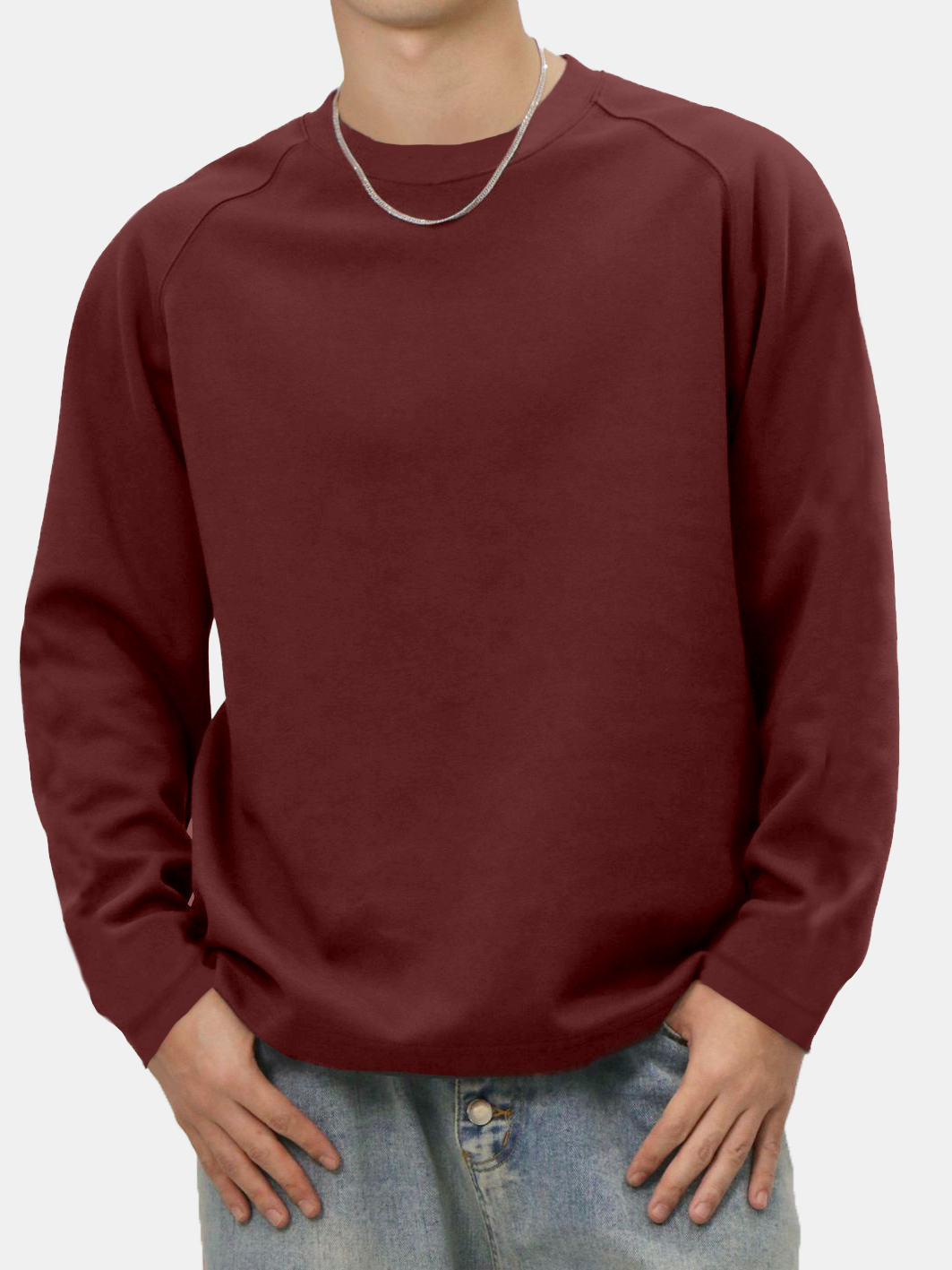 Men's Solid Color Simple Raglan Long Sleeve T-shirt