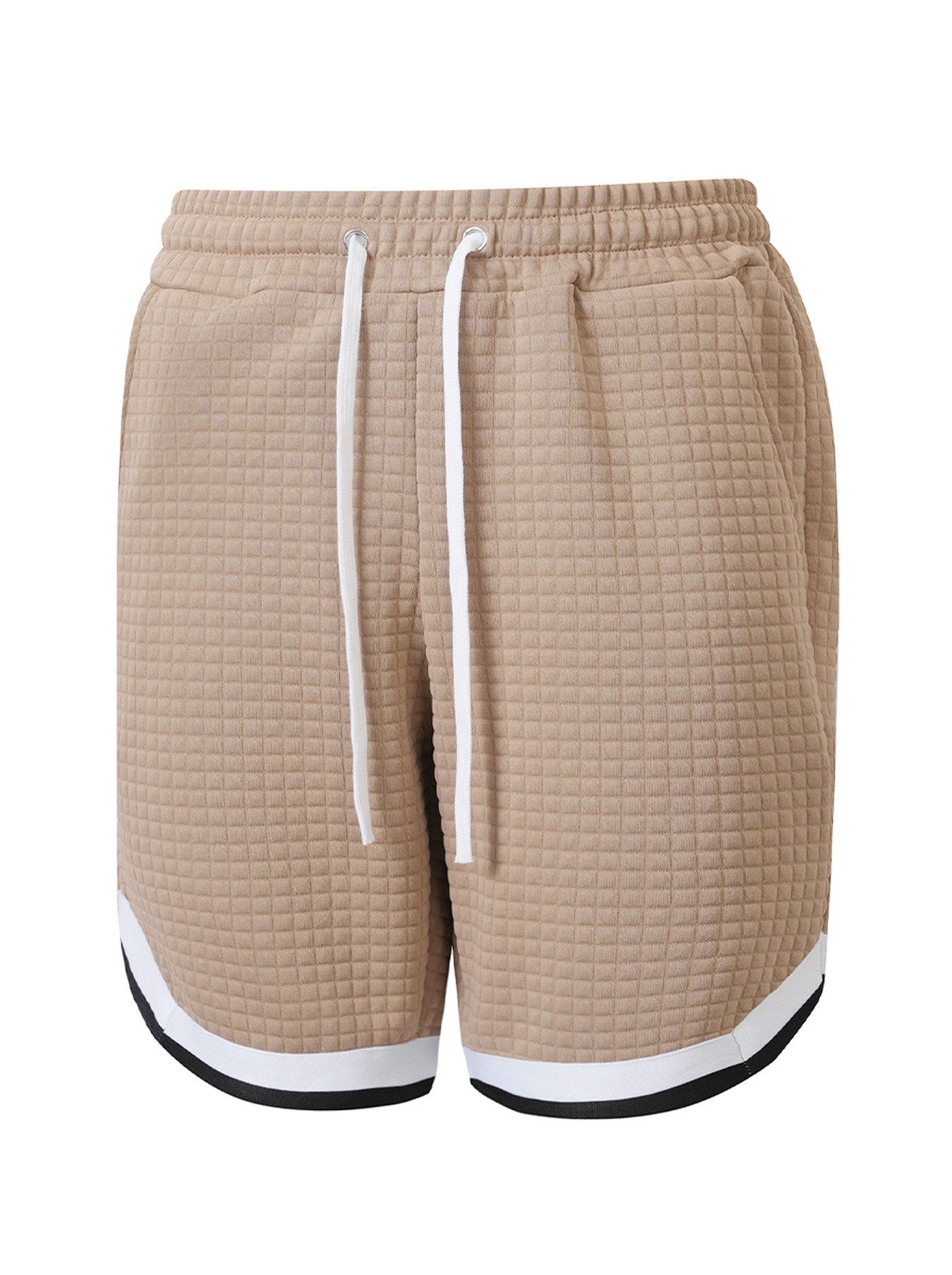 Men's Waffle Webbing Patchwork Casual Loose Shorts