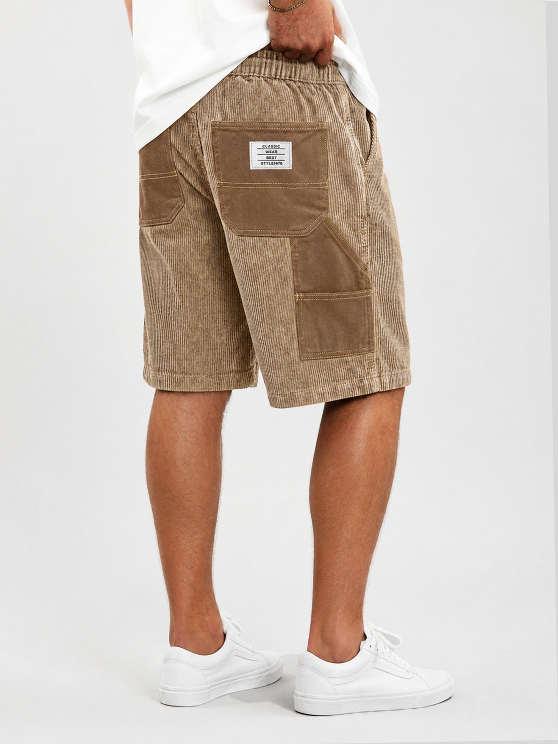 Men's Loose-fitting Waffle-knit Casual Trousers With Elastic Waistband And Embroidered Logo