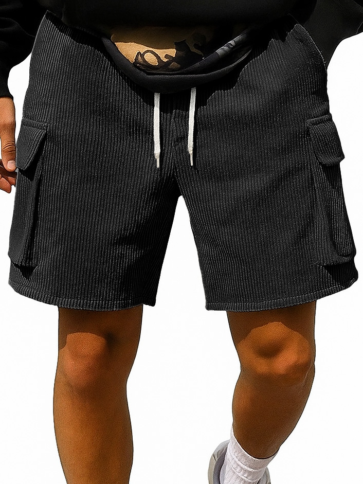 Men's Fashion Retro Outdoor Workwear Pocket Elastic Waist Drawstring Shorts