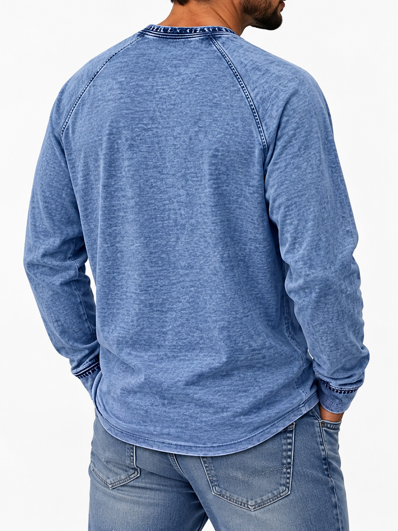 Men's Autumn Vintage Raglan Long-Sleeve Crew-Neck T-Shirt