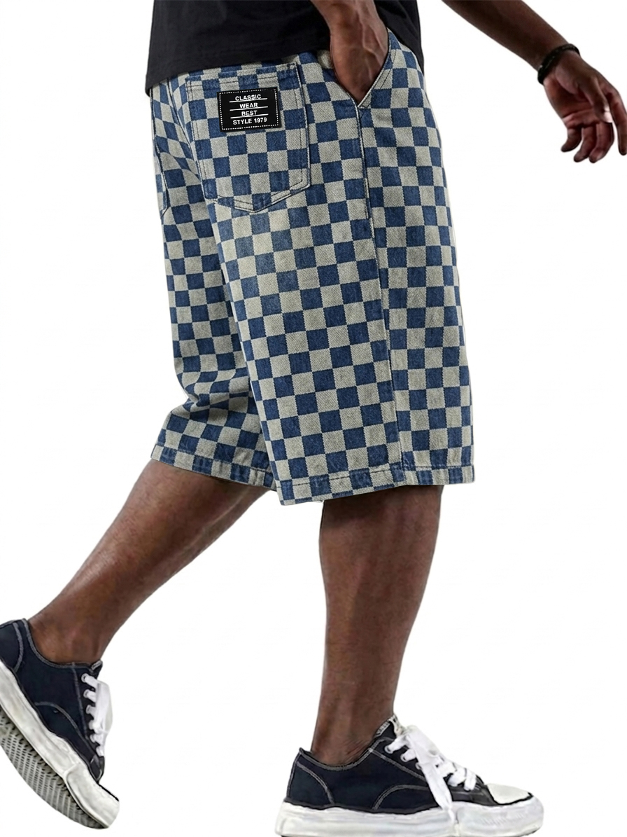 Fashionable Retro Checkerboard Shorts