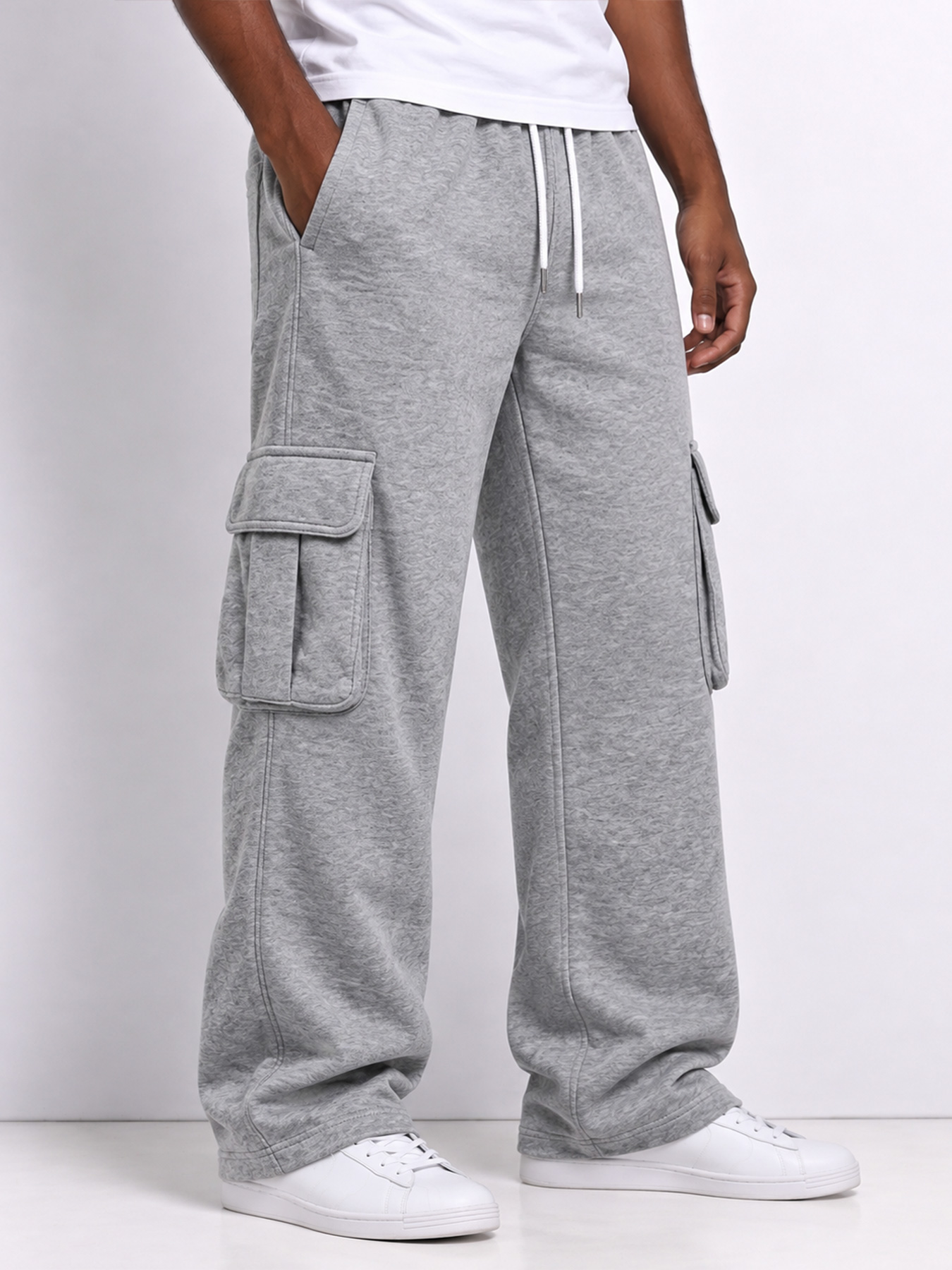 Men's Comfortable Multi-Pocket Casual Cargo Pants with Embroidered Logo