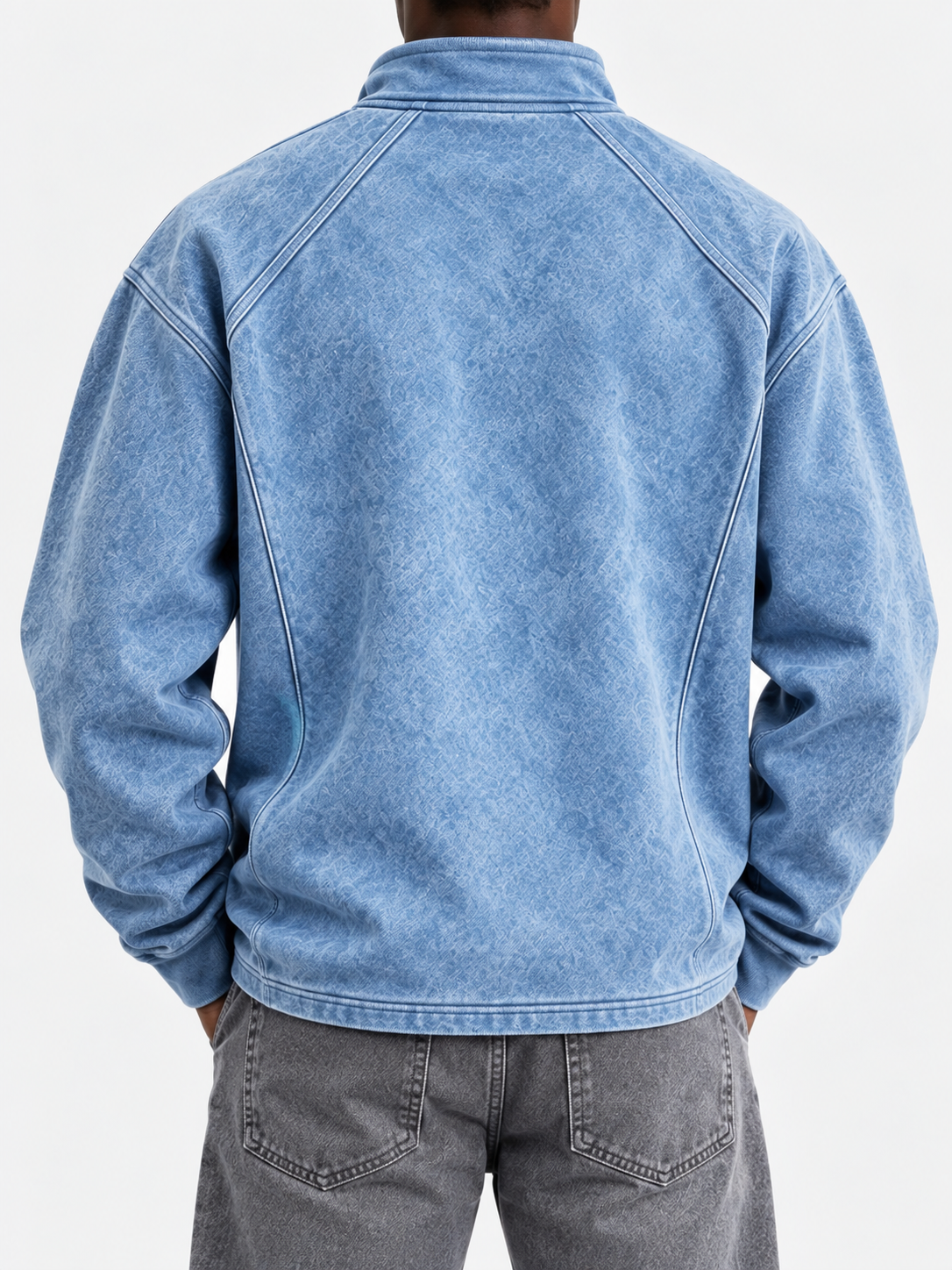 Men's Stylish Color-block Mock-neck Sweatshirt