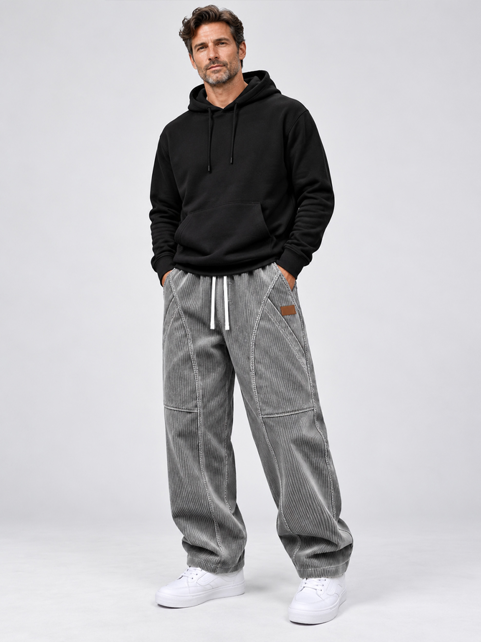 Men's Corduroy Multi-Pocket Deconstructed Casual Cargo Pants