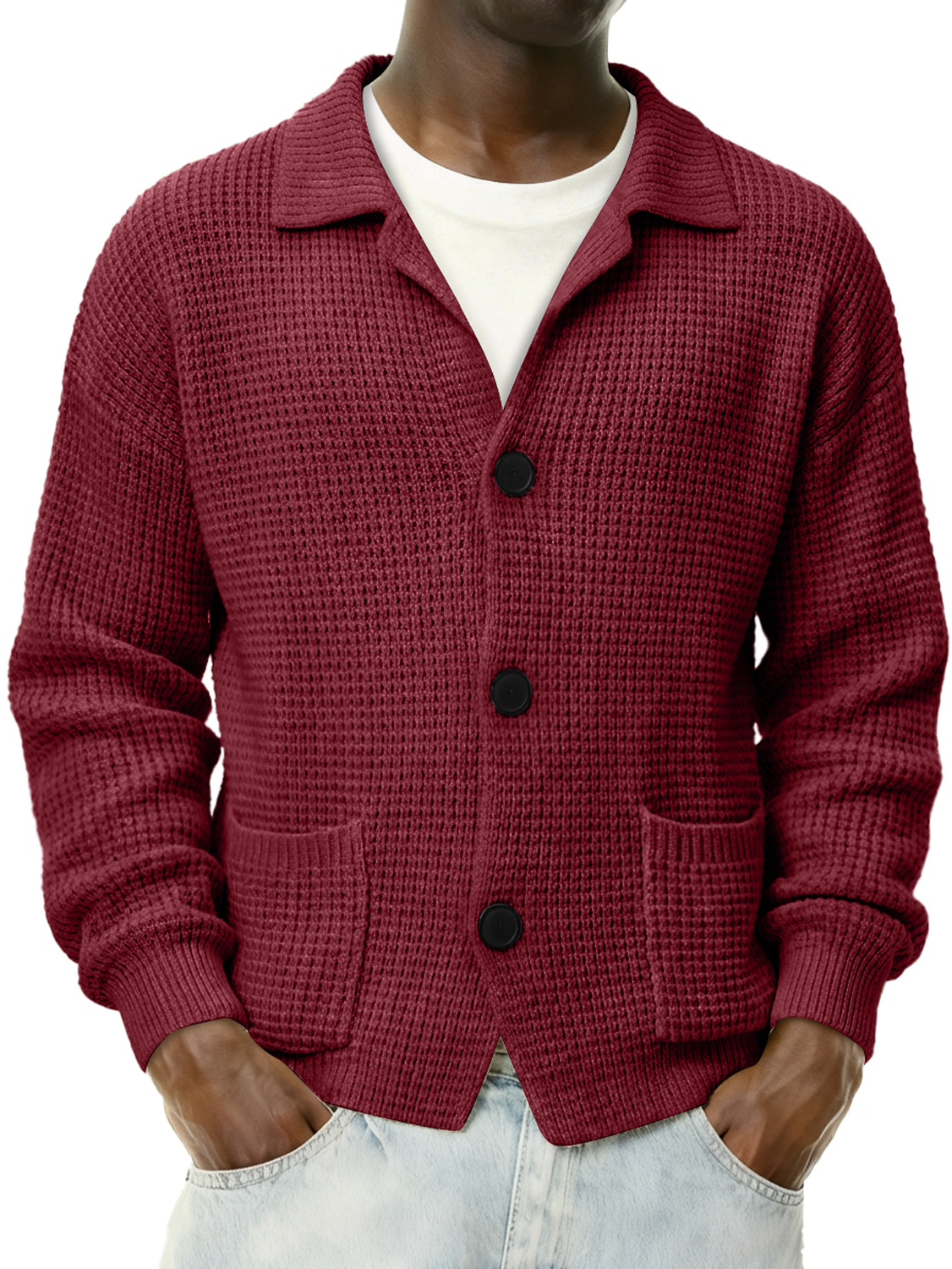 Men's Simple Stand Collar Casual Knitted Sweater Cardigan