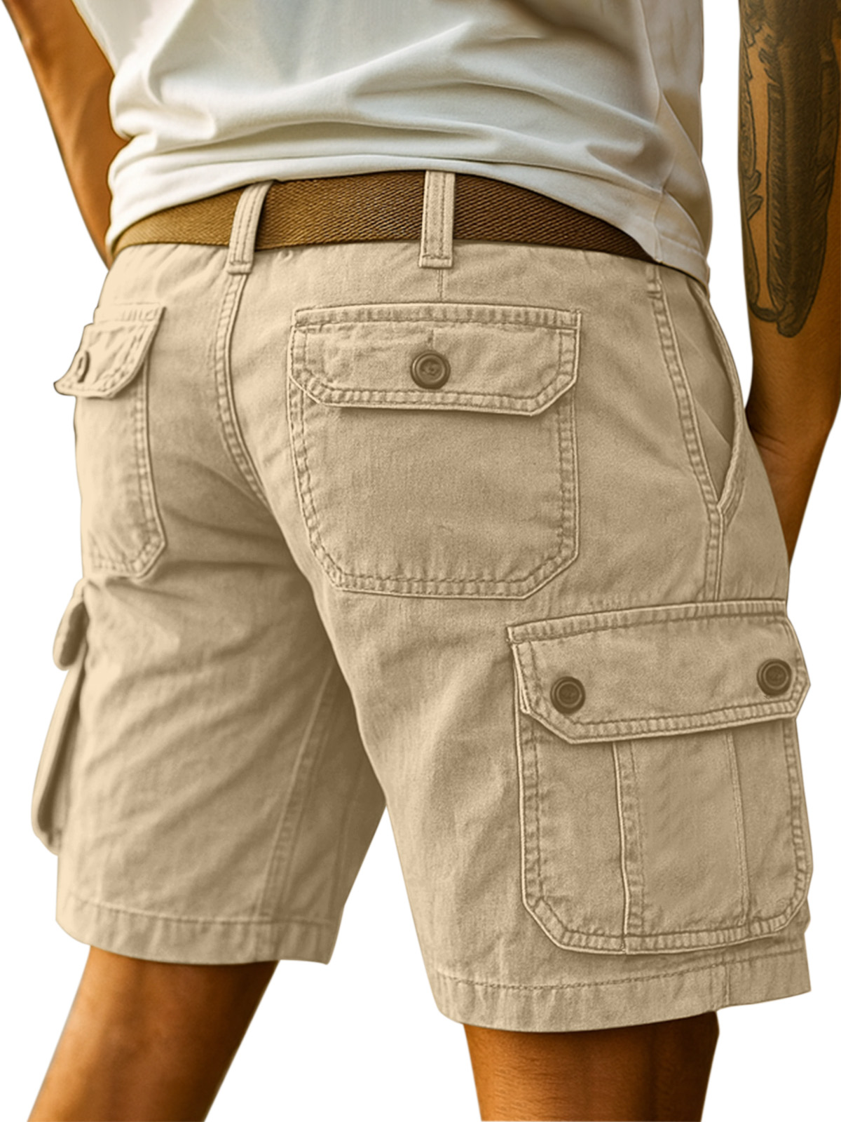 Men's Simple Everyday Solid Color Cotton Multi-pocket Casual Overalls