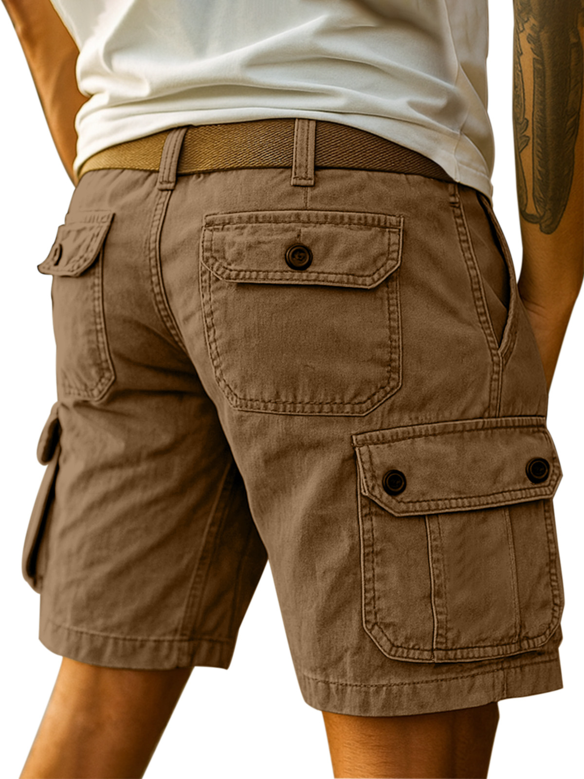Men's Simple Everyday Solid Color Cotton Multi-pocket Casual Overalls
