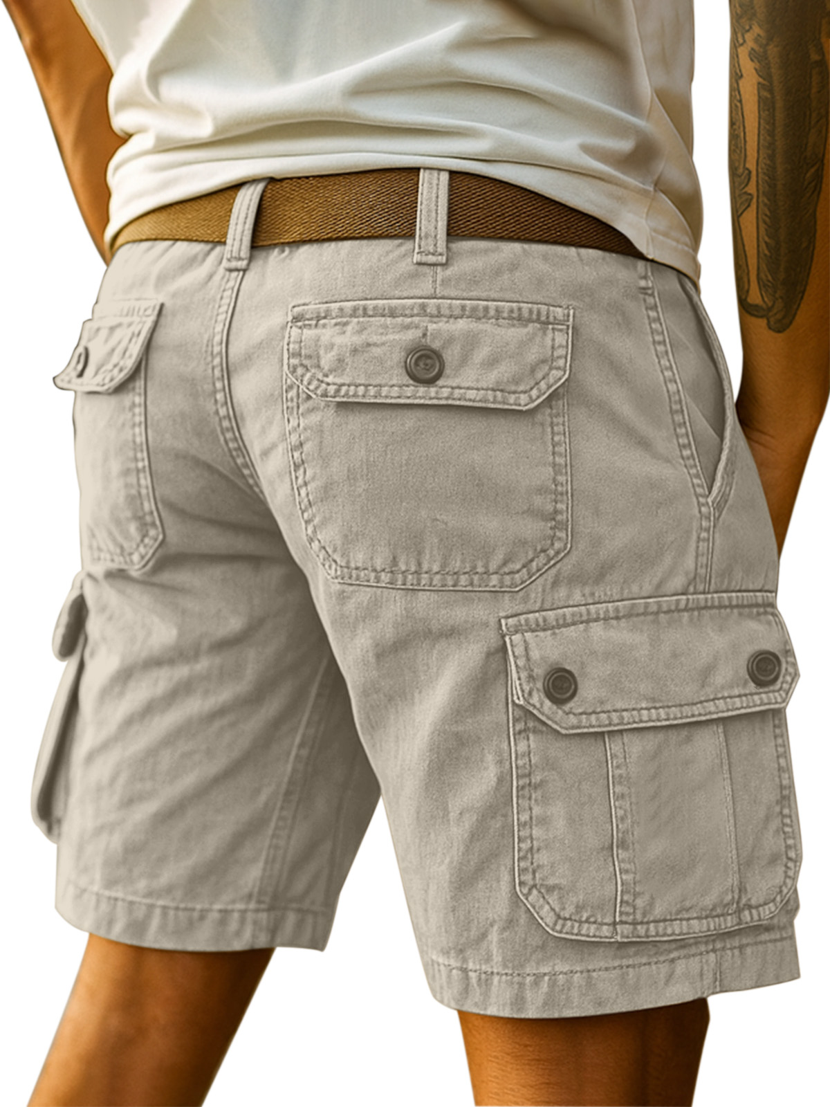 Men's Simple Everyday Solid Color Cotton Multi-pocket Casual Overalls