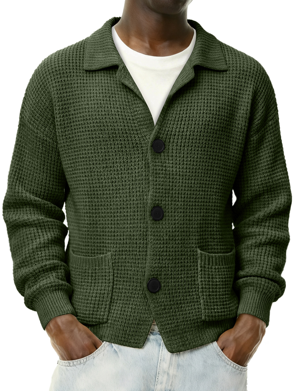 Men's Simple Stand Collar Casual Knitted Sweater Cardigan