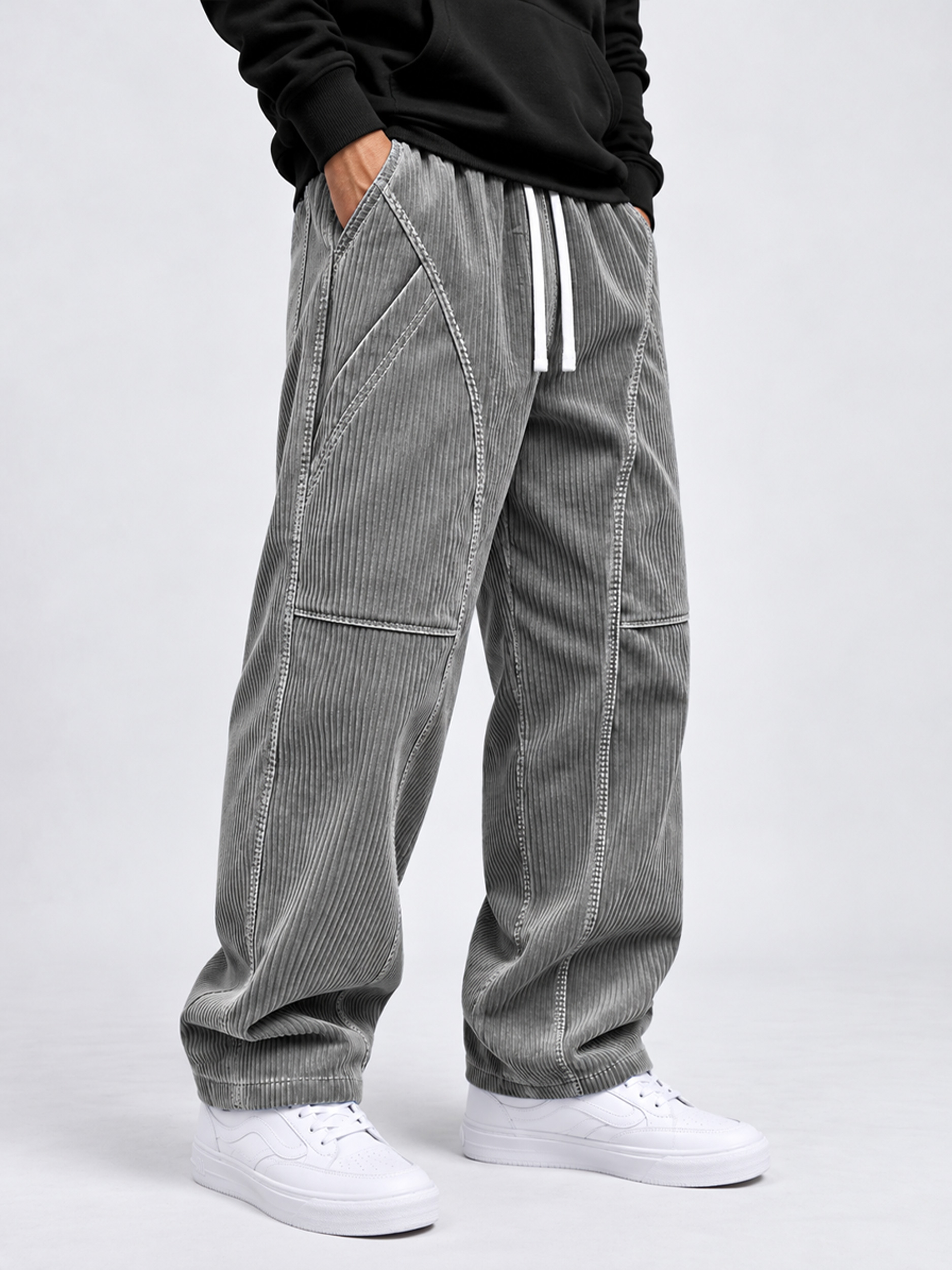 Men's Corduroy Multi-Pocket Deconstructed Casual Cargo Pants