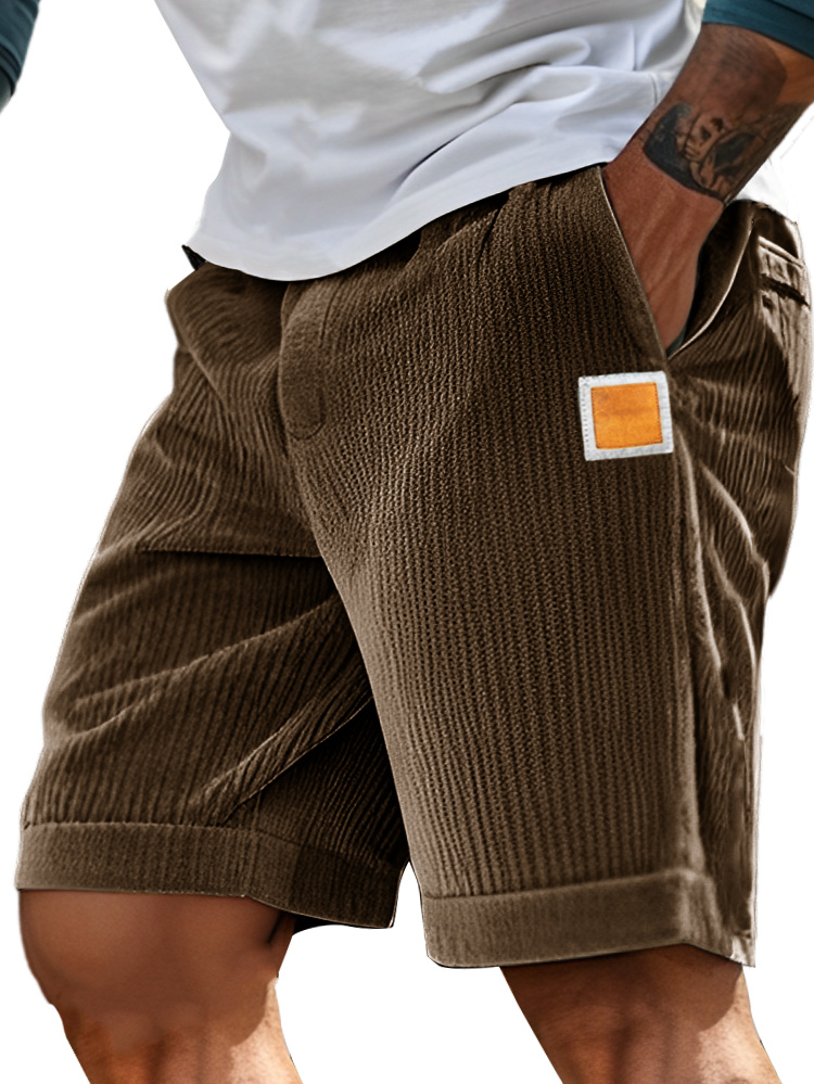 Men's Fashion Sports Lace-up Ribbed Fabric Embroidered Logo Shorts