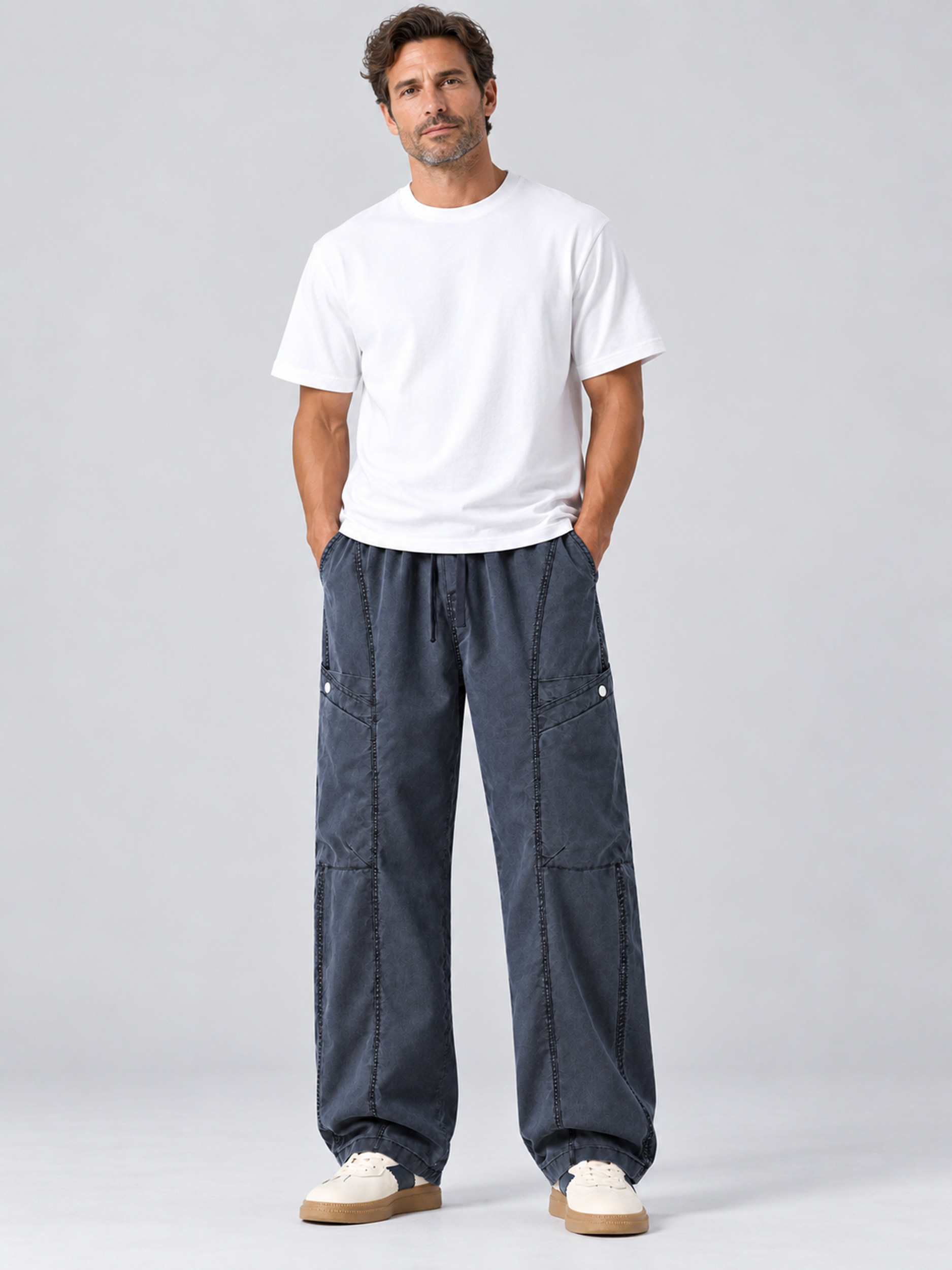 Men's Casual American-Style Lyocell Multi-Pocket Cargo Pants