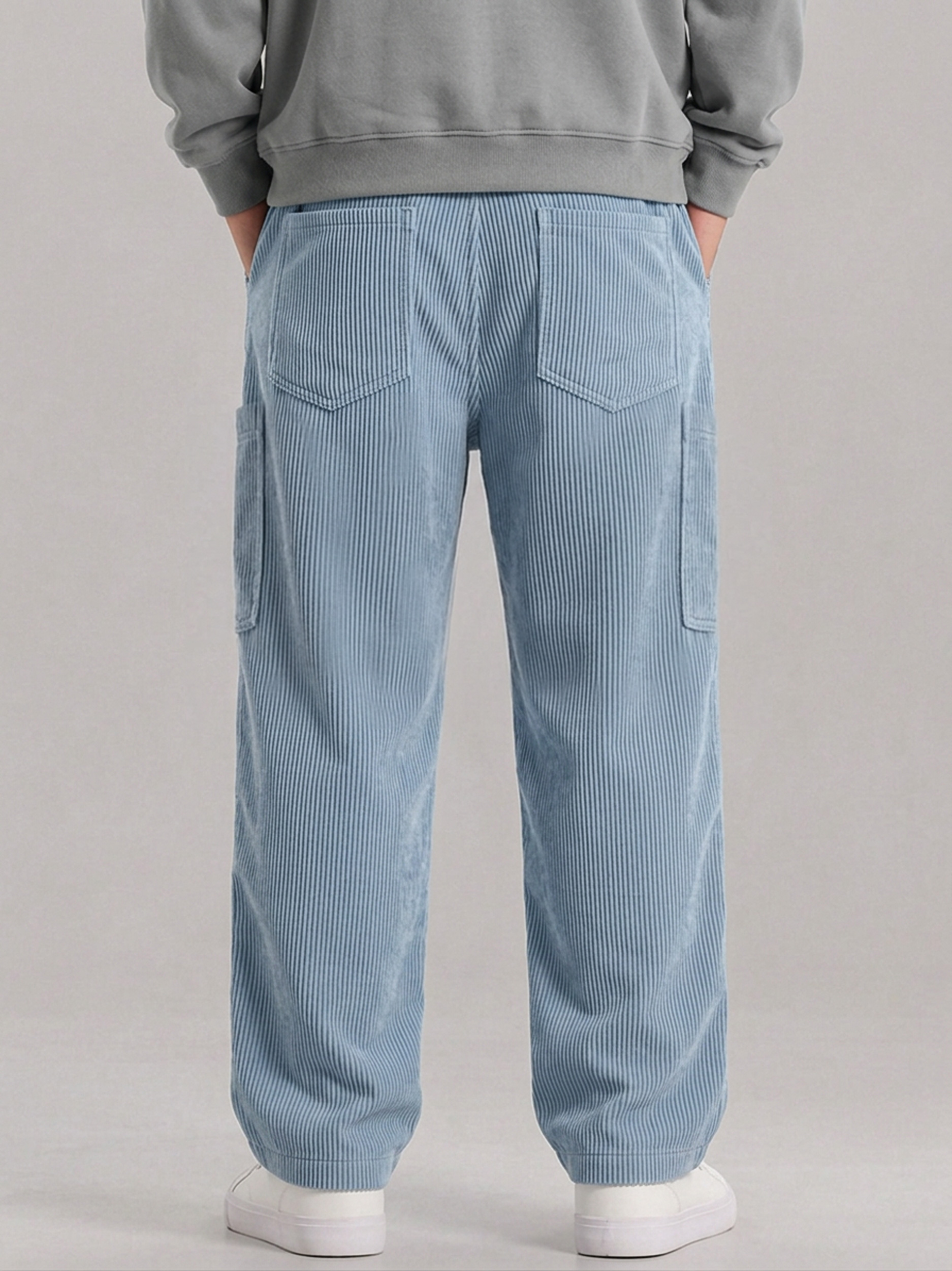 Men's Corduroy Multi-Pocket Elastic-Waist Casual Cargo Pants