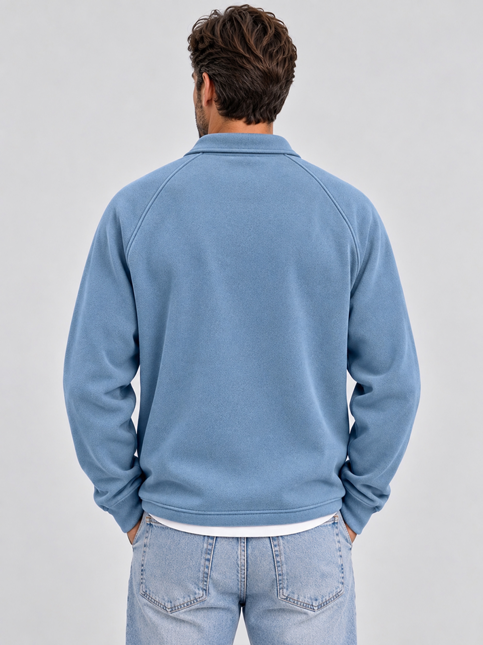 Men's Quarter-Zip Casual Sweatshirt with Collar and Zippered Pocket