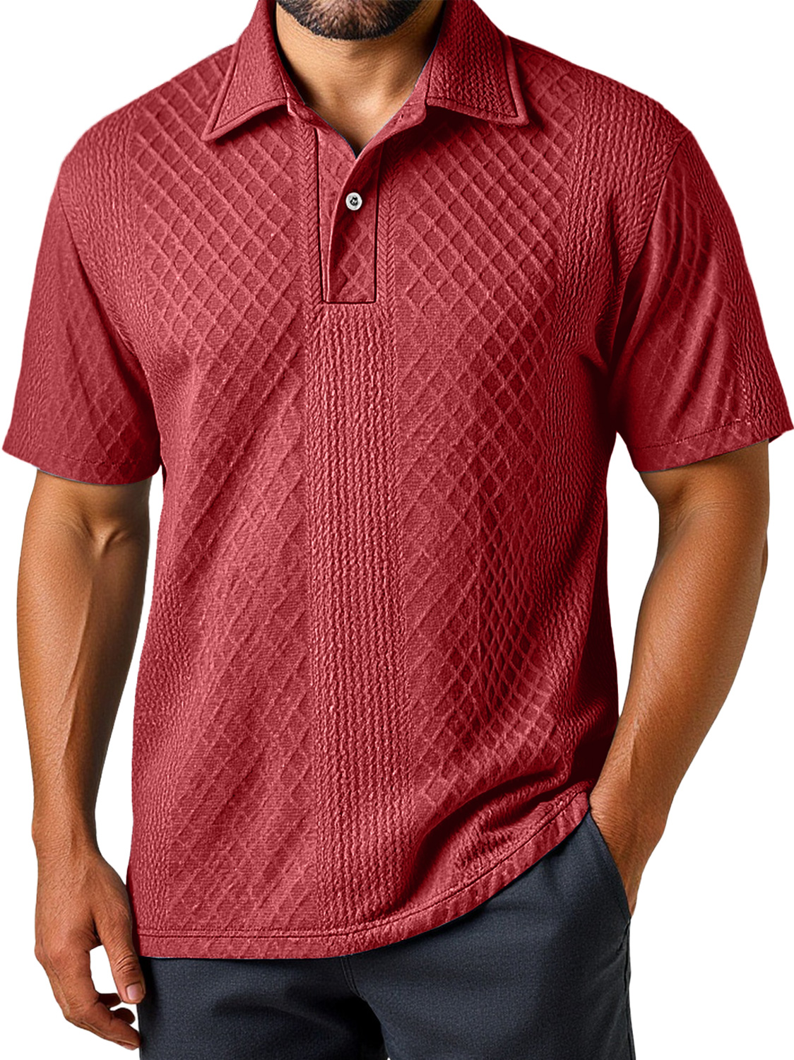 Men's Daily Simple Texture Lapel Casual Short-sleeved Polo Shirt
