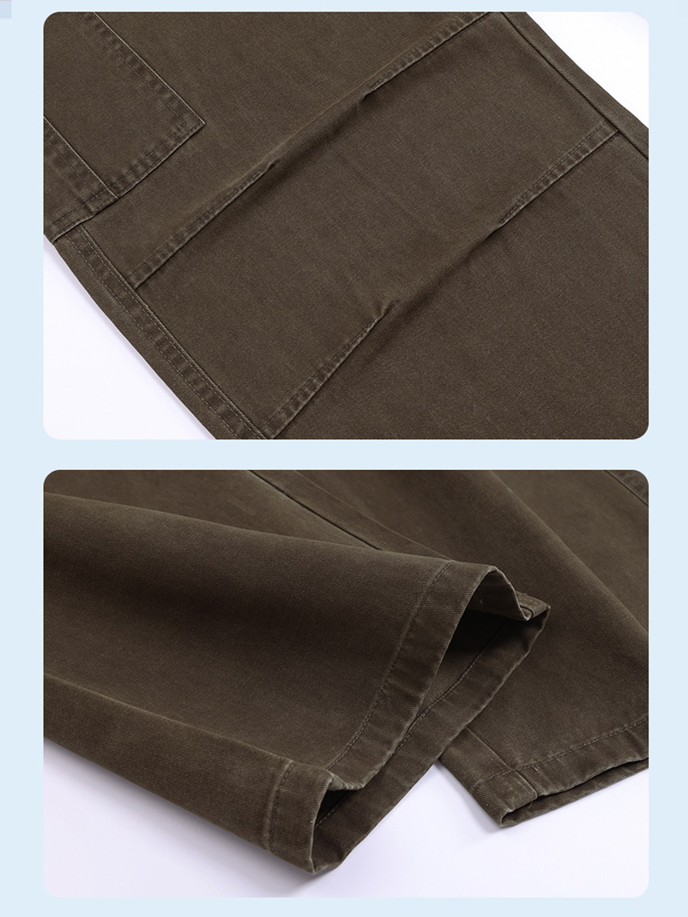 Men's Vintage-Style Distressed Washed 100% Cotton Casual Workwear Trousers