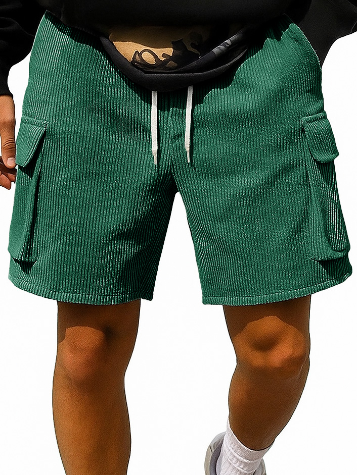 Men's Fashion Retro Outdoor Workwear Pocket Elastic Waist Drawstring Shorts